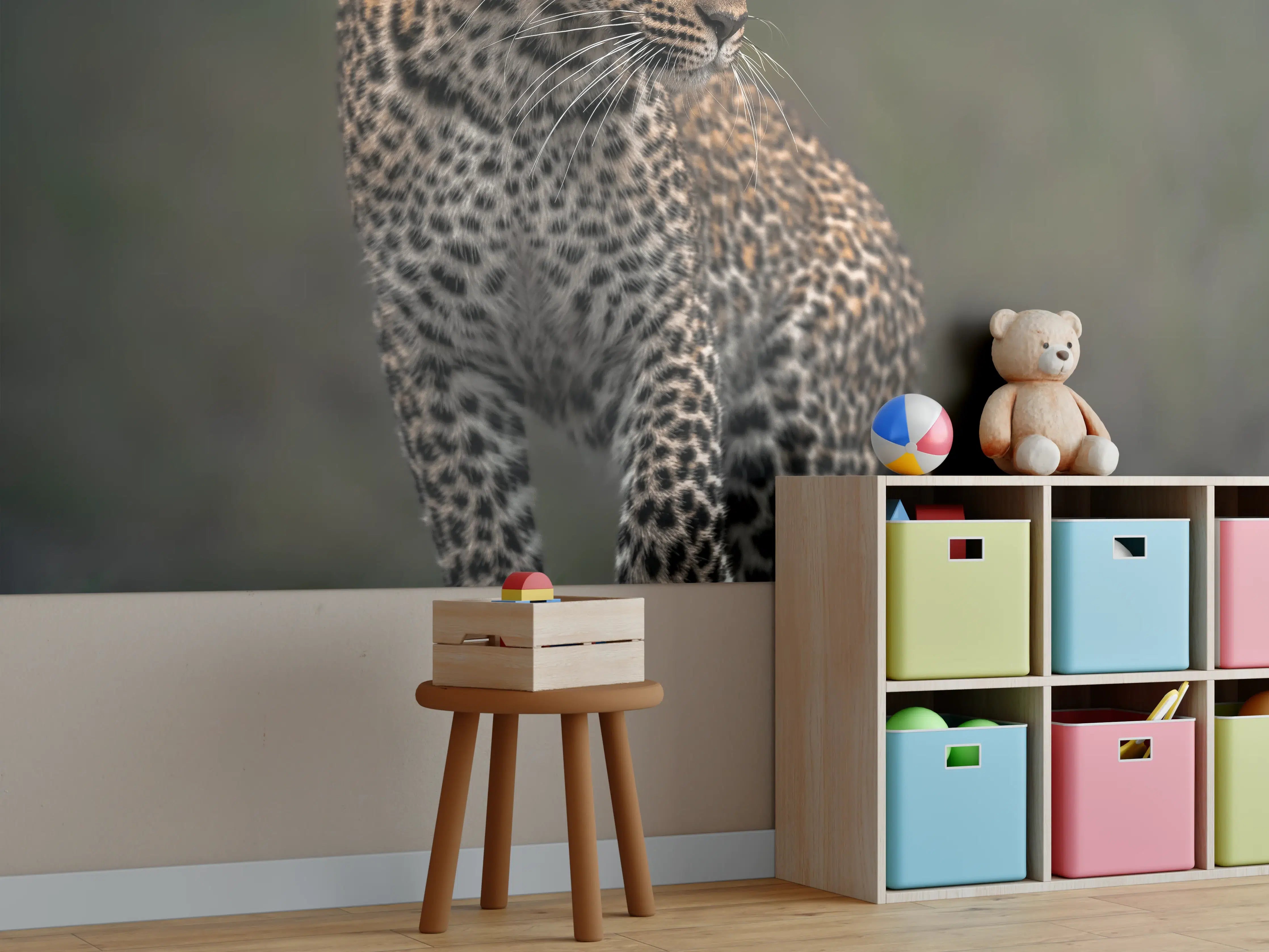 Kinderzimmer Wandgestaltung - Fokussierter Leopard - Savanne