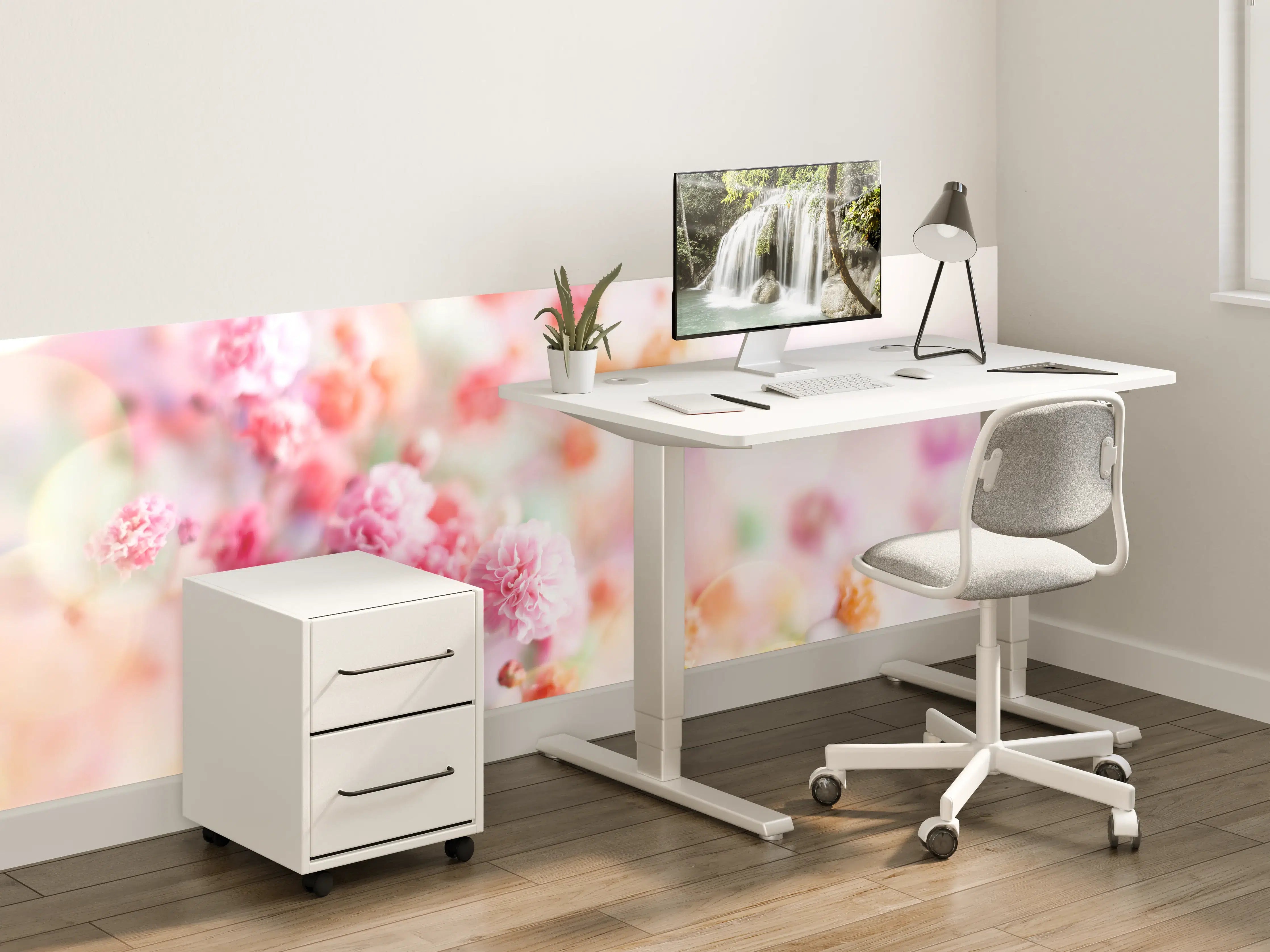 Kinderzimmer Wandgestaltung - Frische rosa Frühlingsblumen