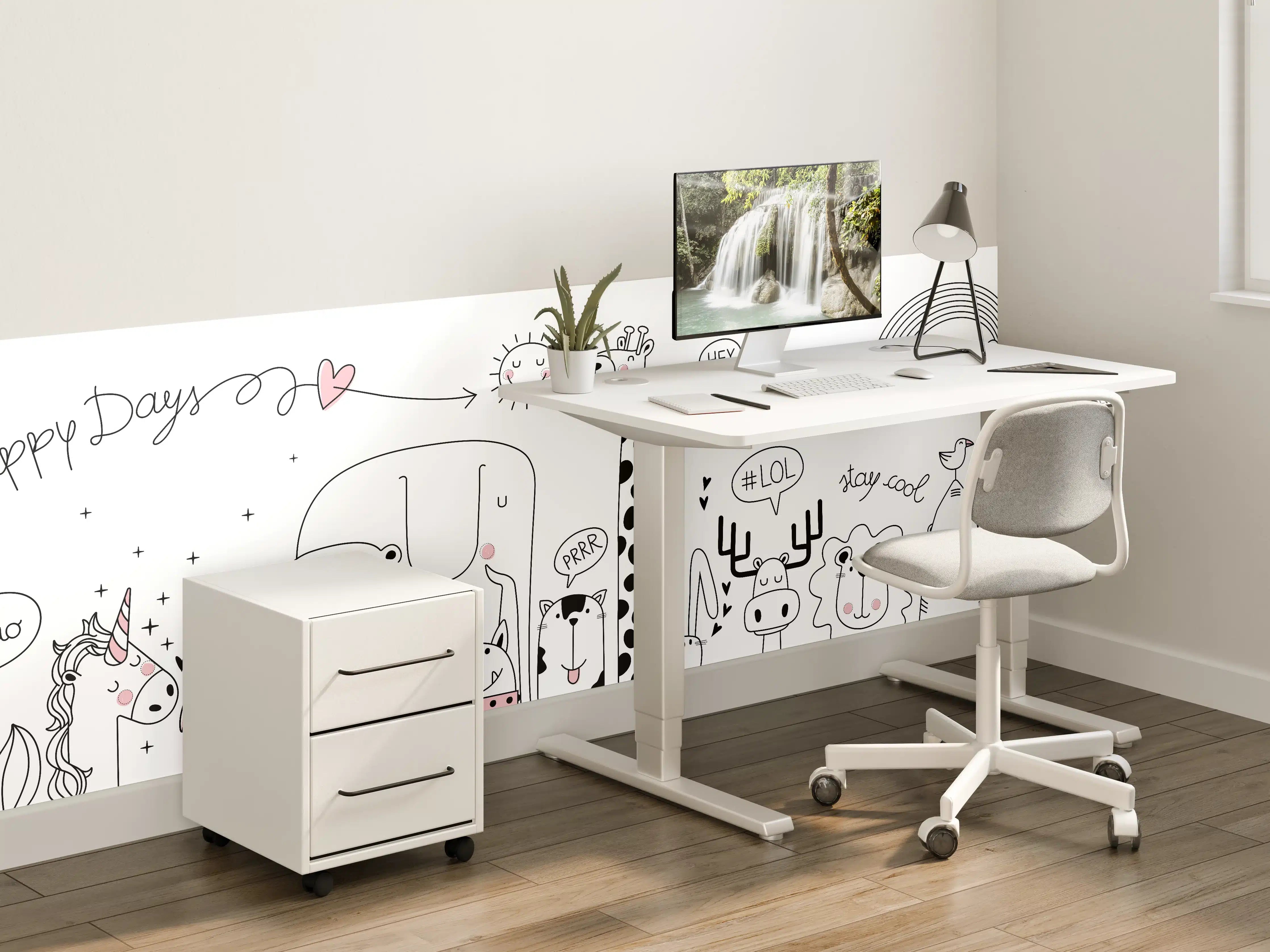 Kinderzimmer Wandgestaltung - Fröhliche Tiermotive Schwarz-Weiß