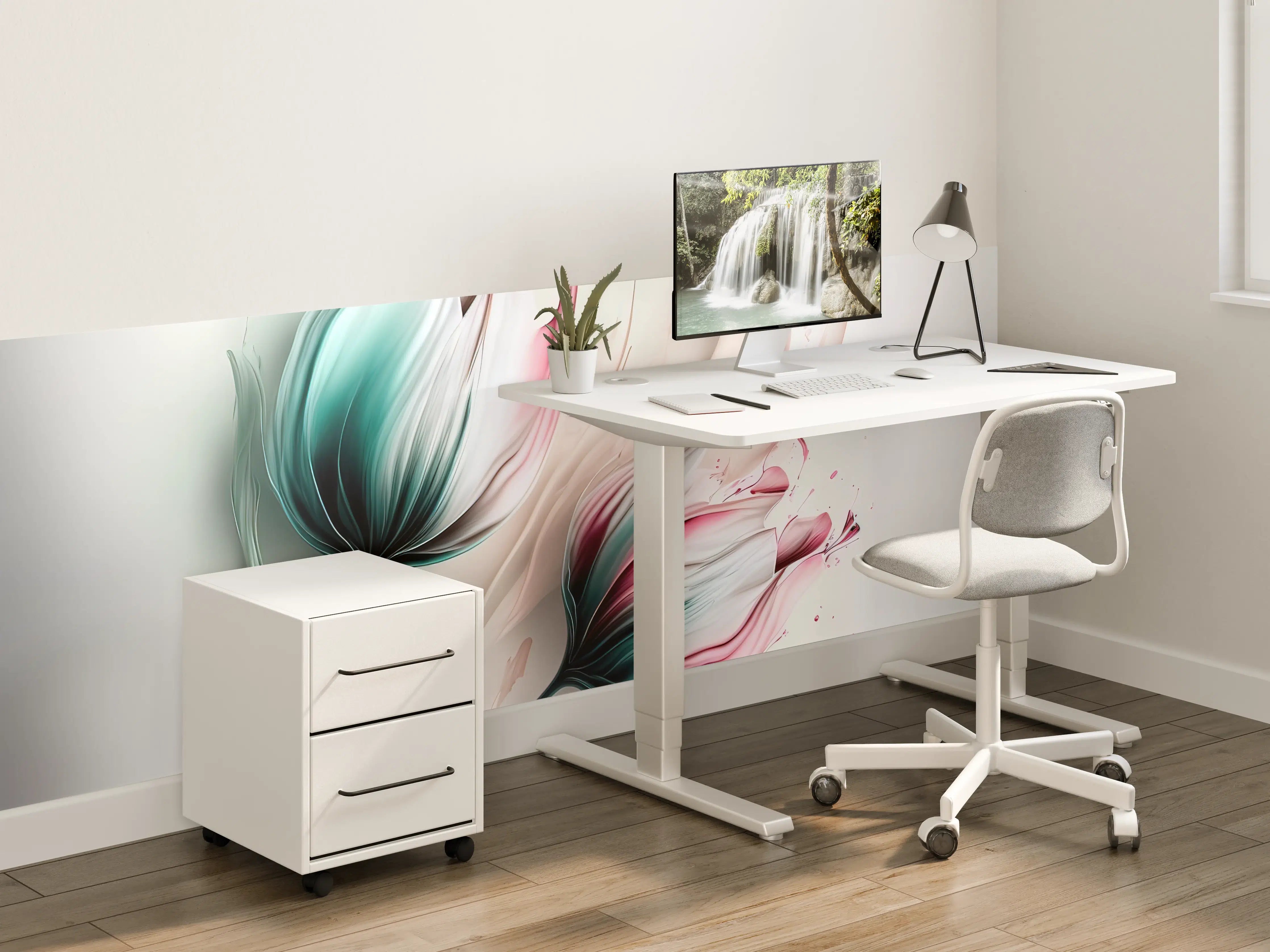 Kinderzimmer Wandgestaltung - Frühlings-Tulpen in Fluid Art