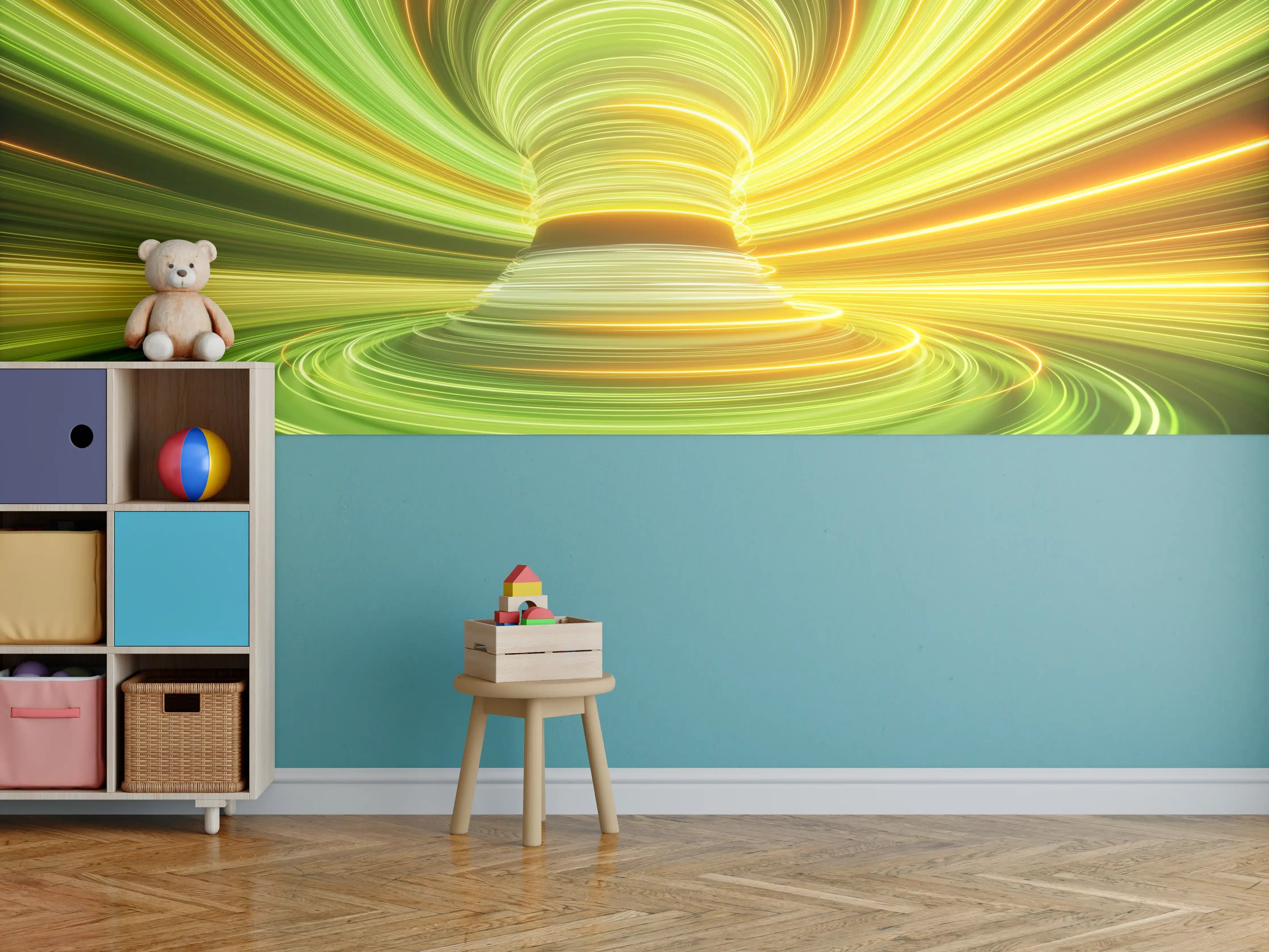 Kinderzimmer Wandgestaltung - Futuristisches Muster - Neon