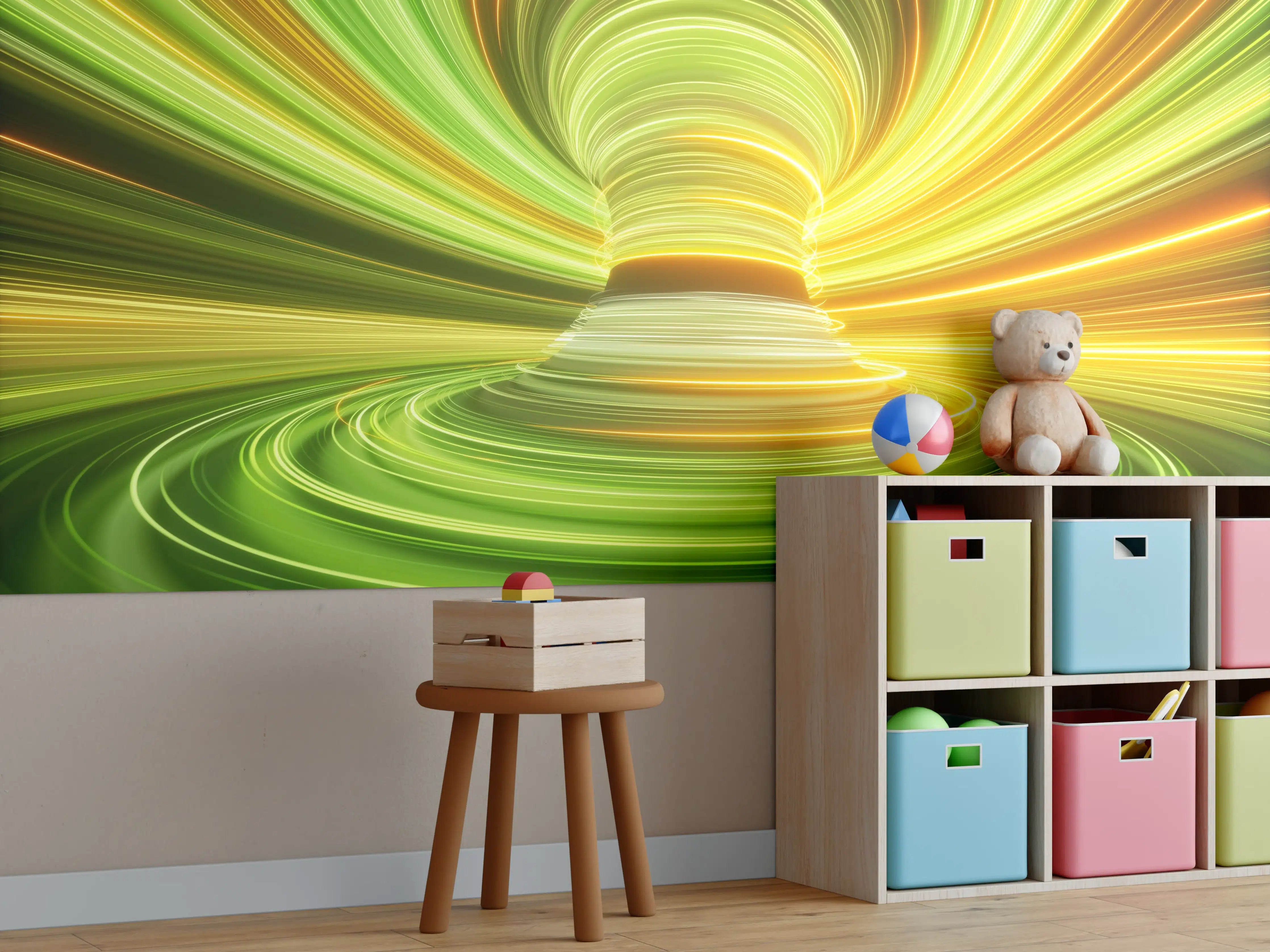 Kinderzimmer Wandgestaltung - Futuristisches Muster - Neon