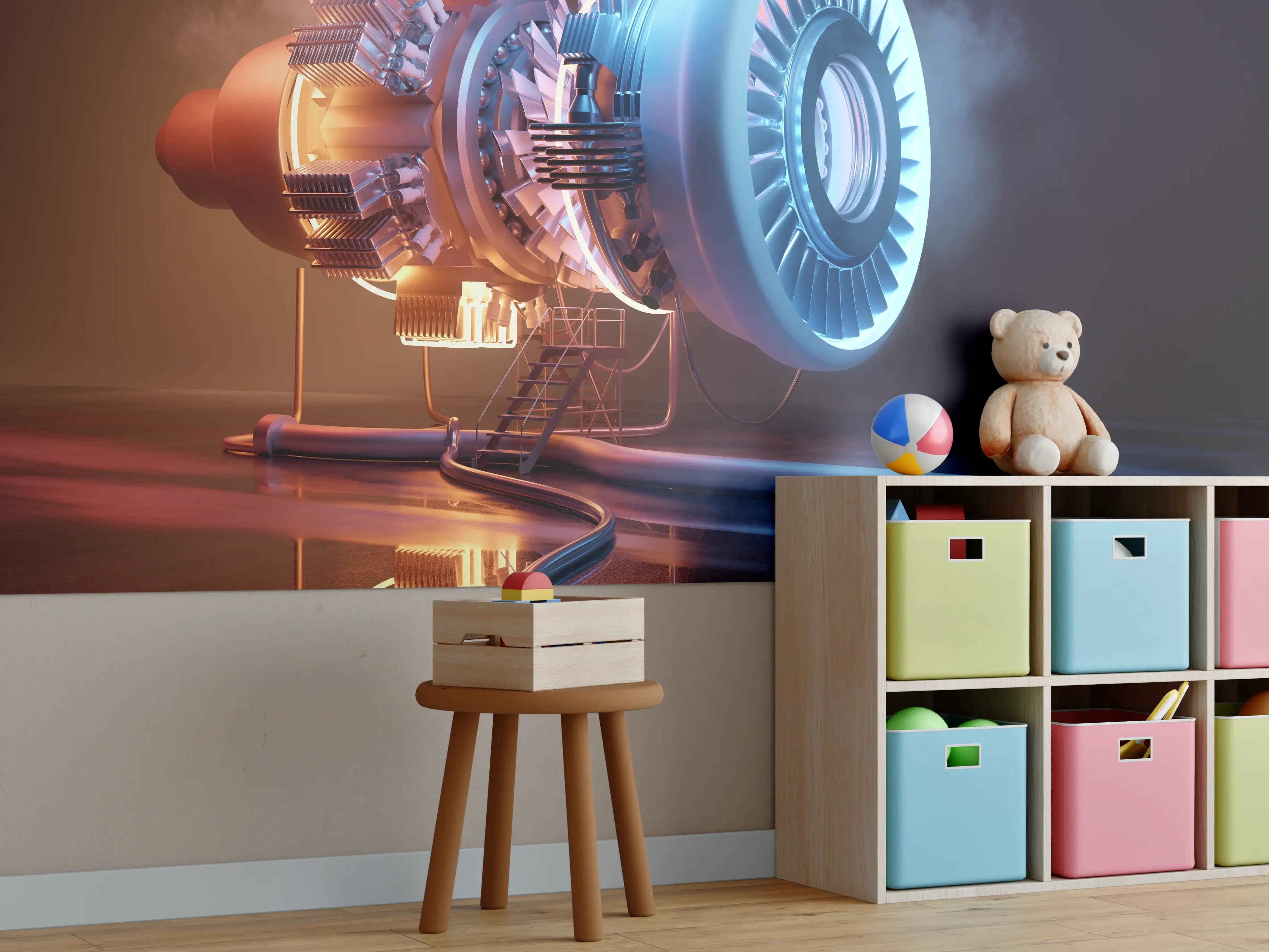 Kinderzimmer Wandgestaltung - Futuristisches Triebwerkskonzept