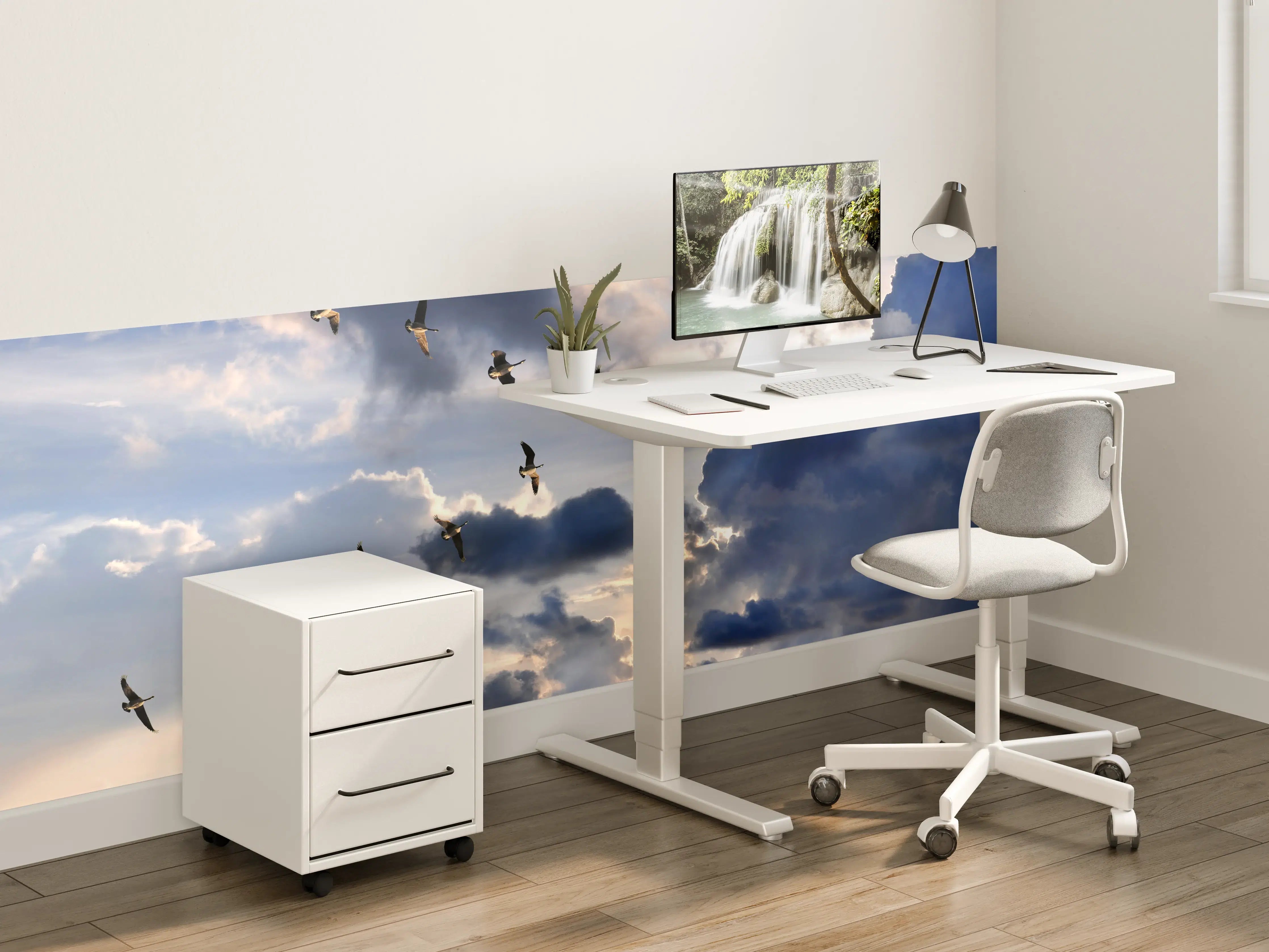 Kinderzimmer Wandgestaltung - Gänse in V-Formation fliegend