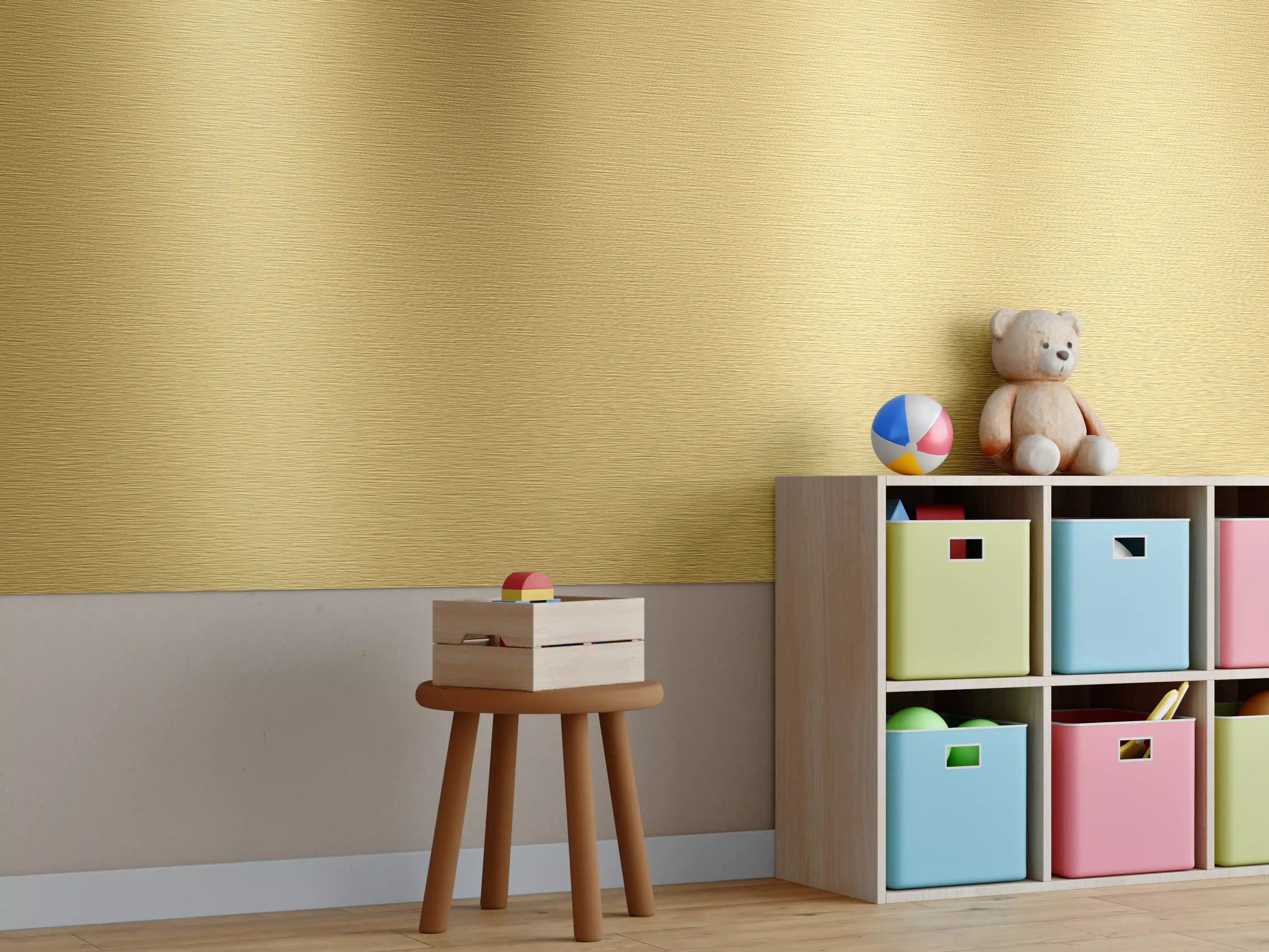 Kinderzimmer Wandgestaltung - Gebürstetes Gold