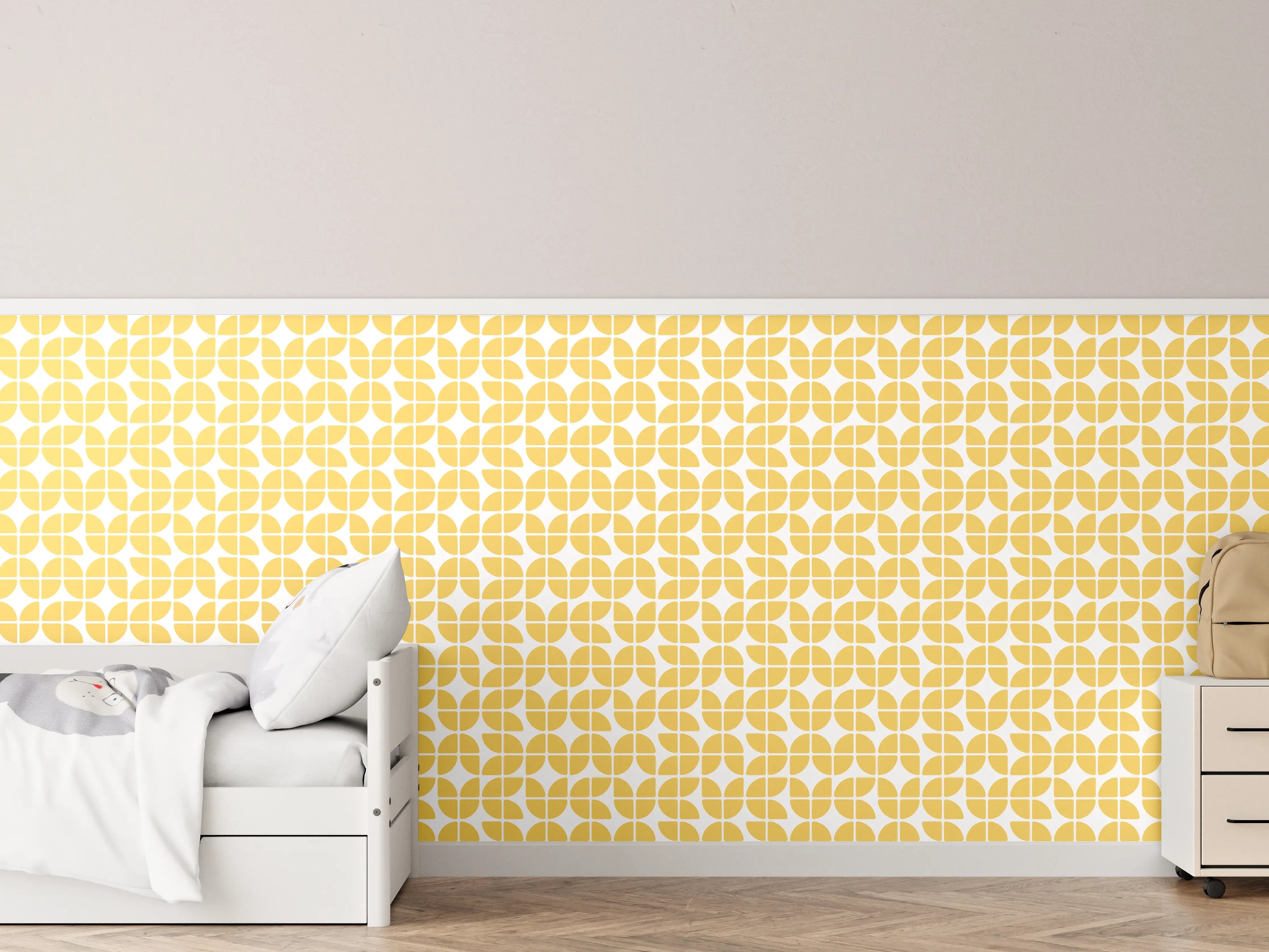 Kinderzimmer Wandgestaltung - Gelbe Musterfliese