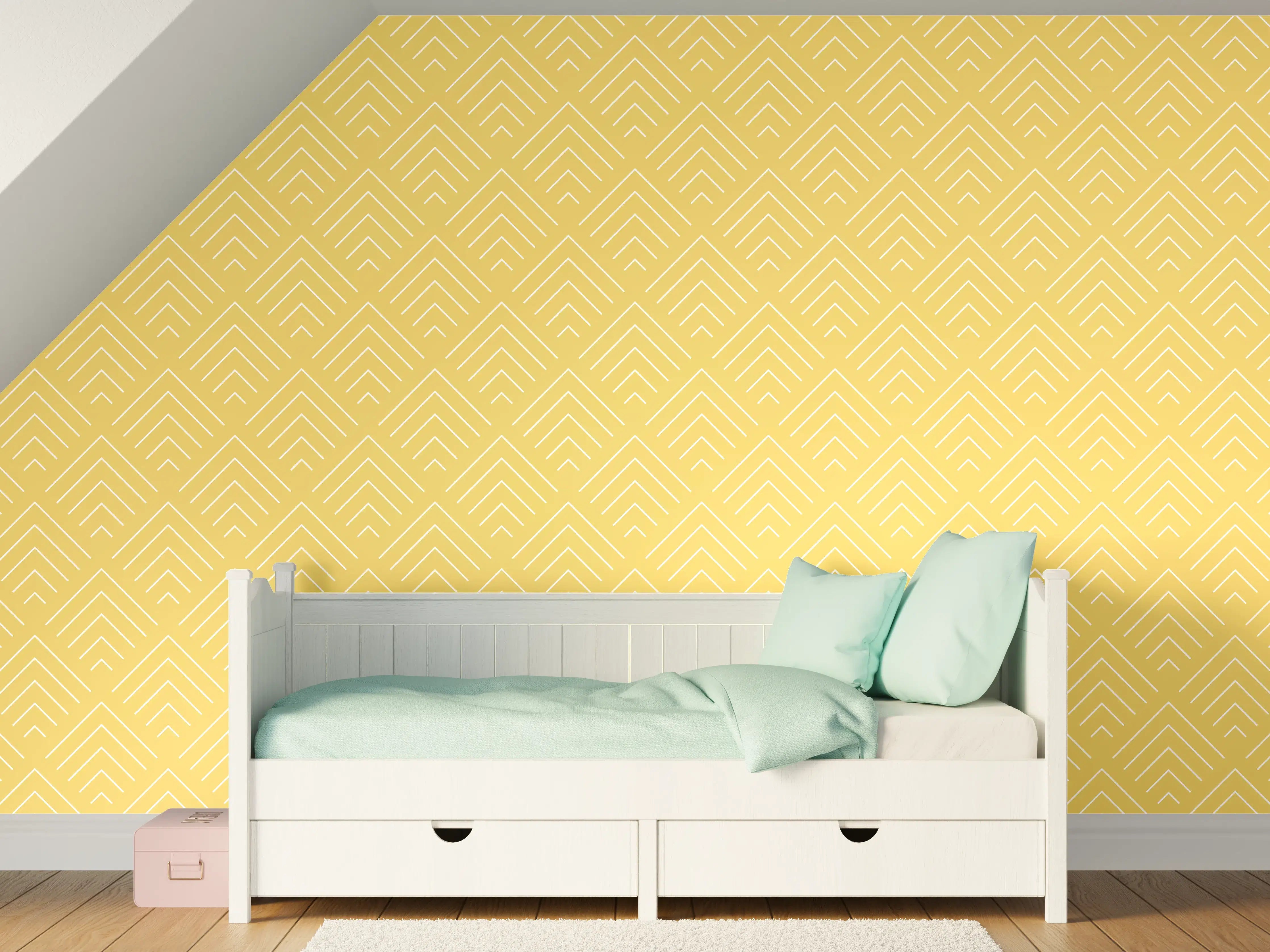 Kinderzimmer Wandgestaltung - Gelbe Tapete mit subtiler Musterung