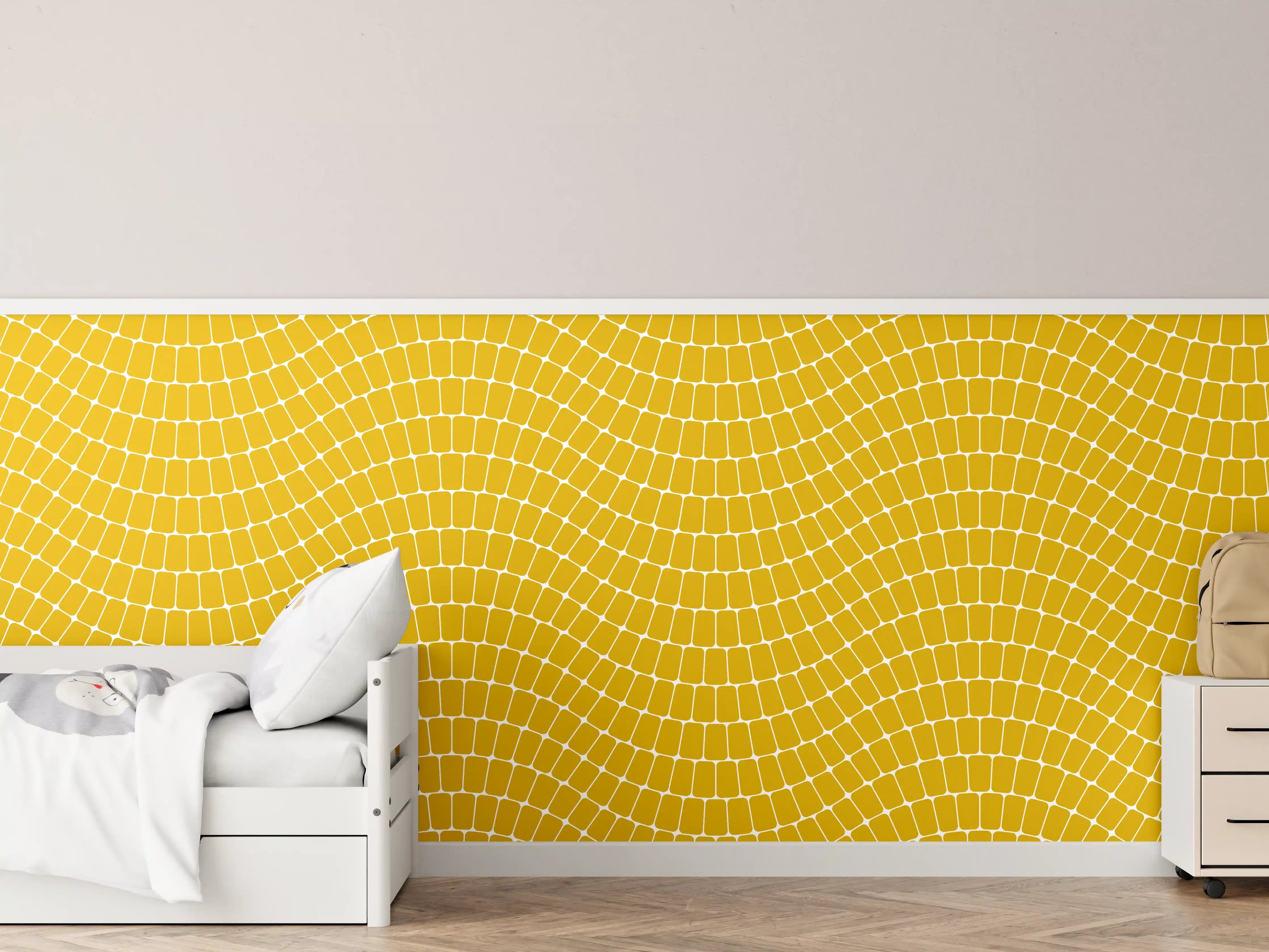 Kinderzimmer Wandgestaltung - Gelbe Wellenmuster für lebendige Räume