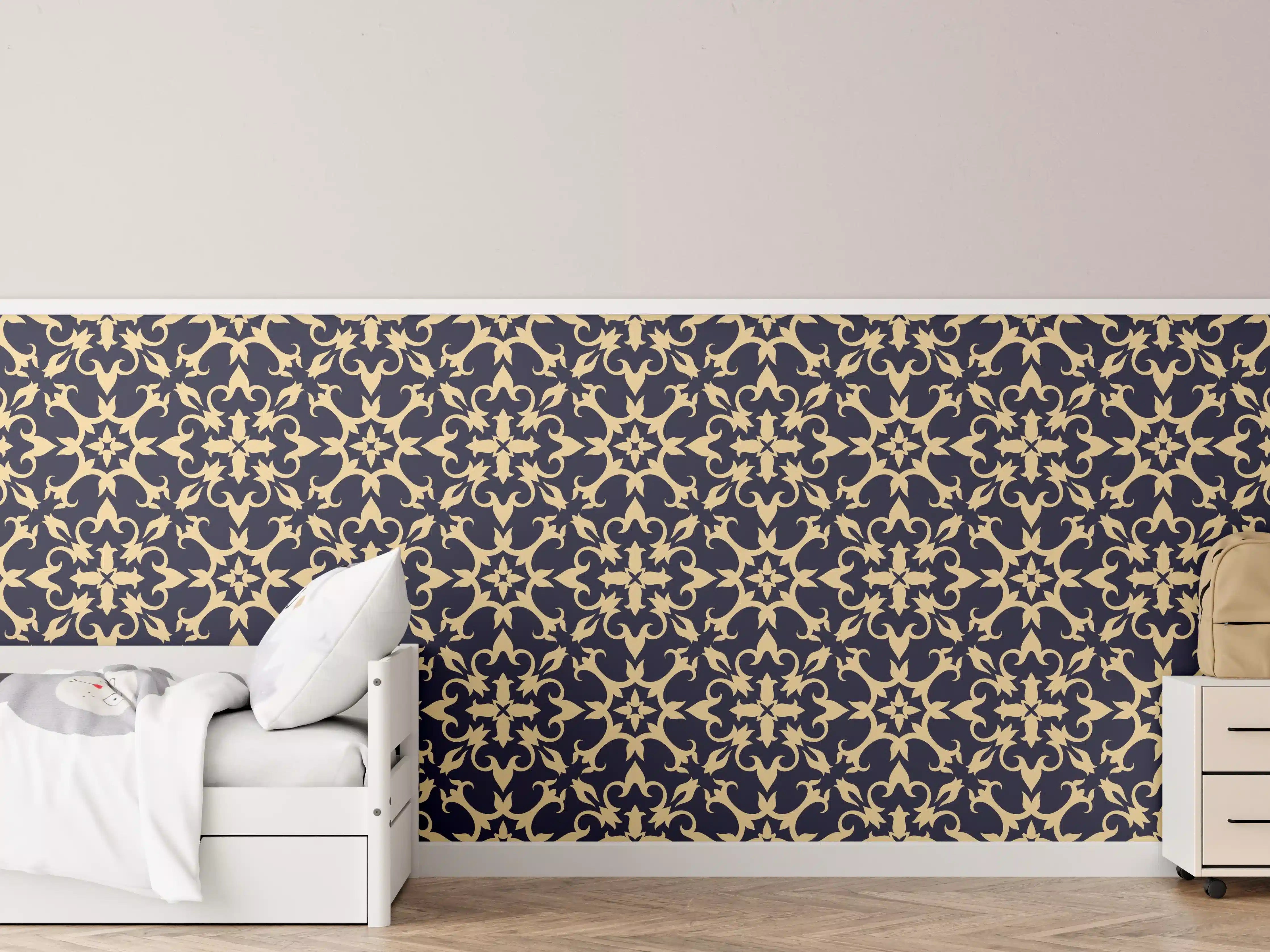 Kinderzimmer Wandgestaltung - Gelbes Ornament-Muster