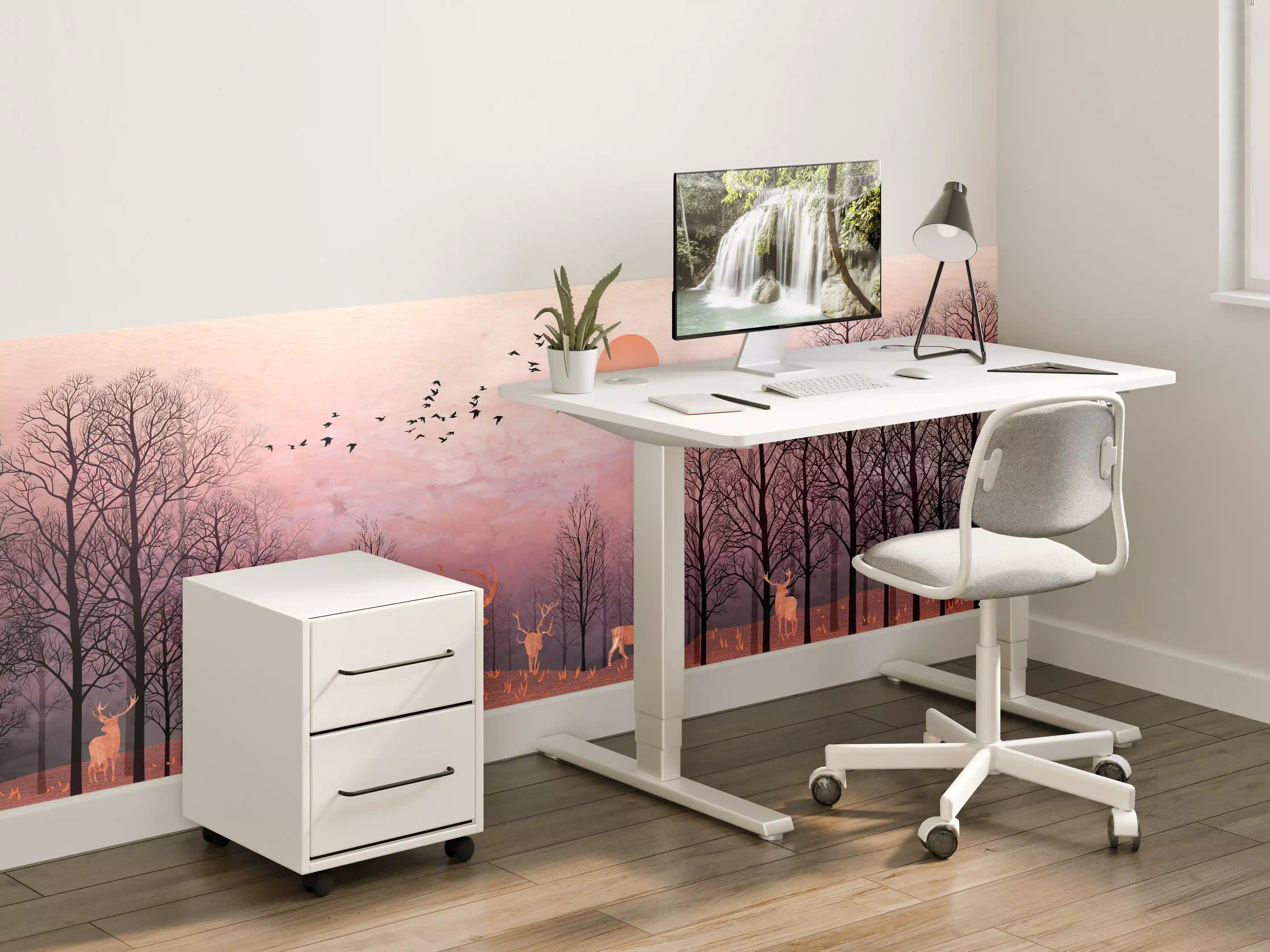 Kinderzimmer Wandgestaltung - Gemalte Landschaft mit Wildtieren