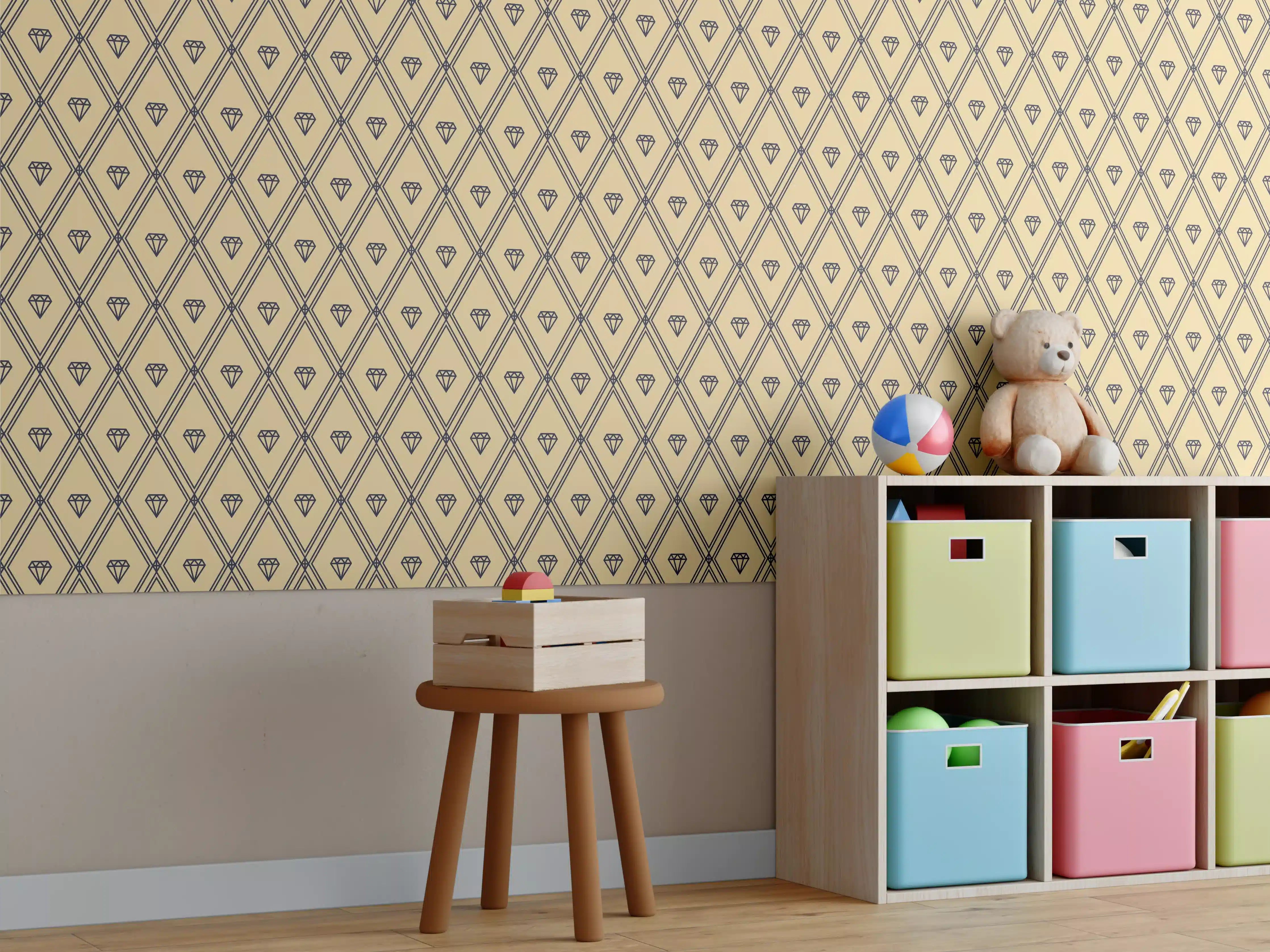 Kinderzimmer Wandgestaltung - Geometrisch-Beiges Muster Design