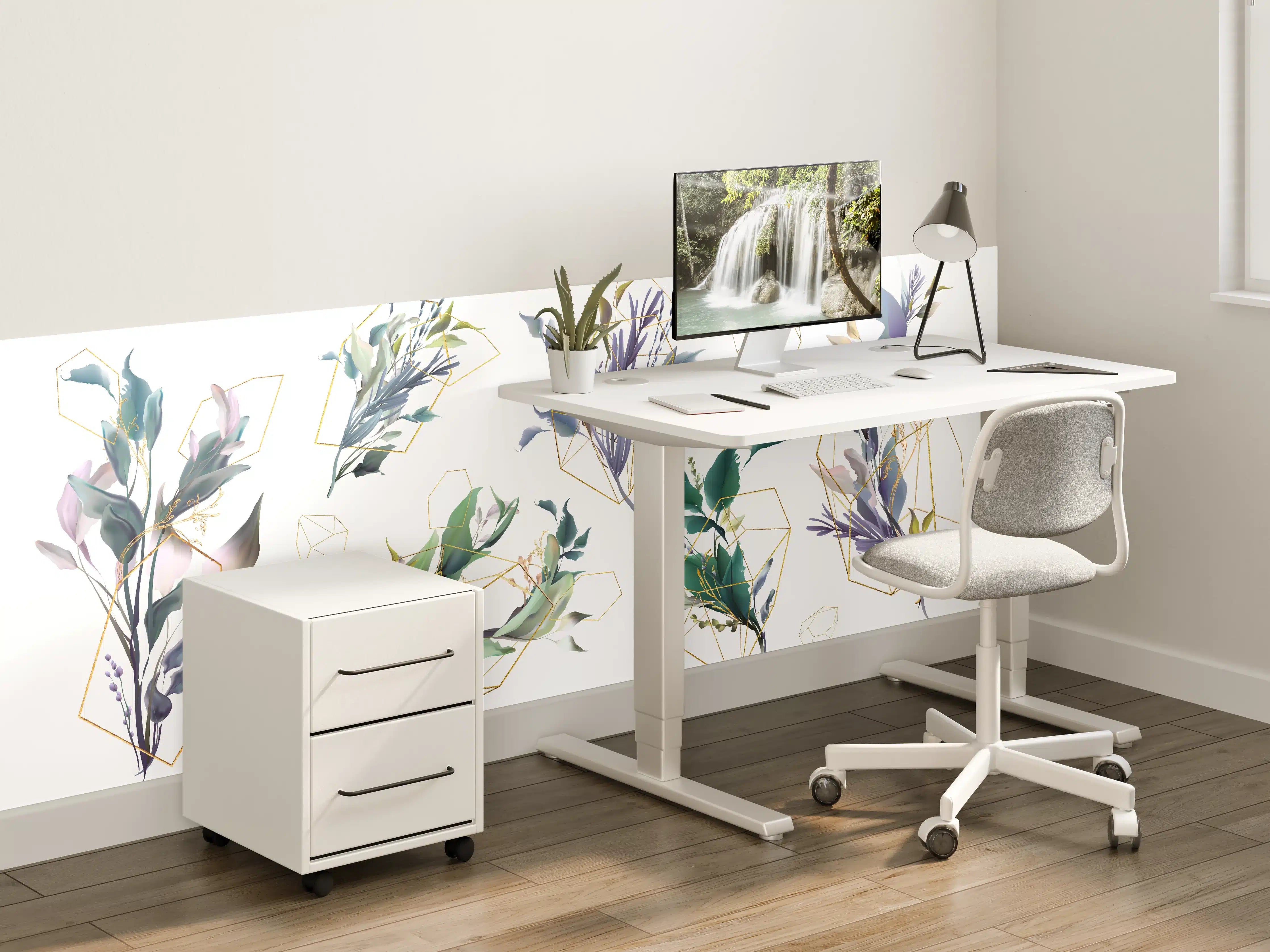 Kinderzimmer Wandgestaltung - Geometrisch-Florales Kunstwerk