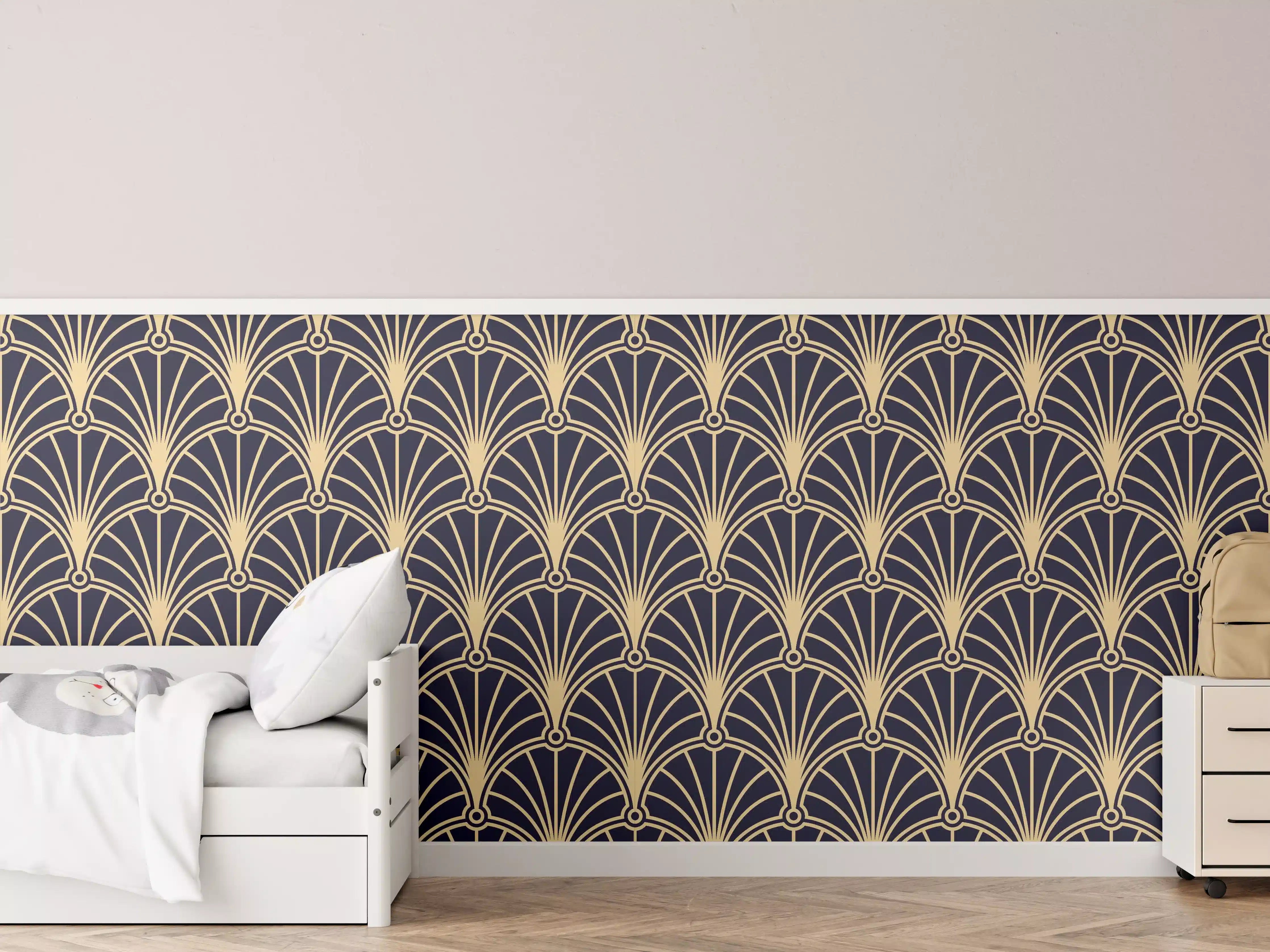 Kinderzimmer Wandgestaltung - Geometrische Goldmuster Tapete