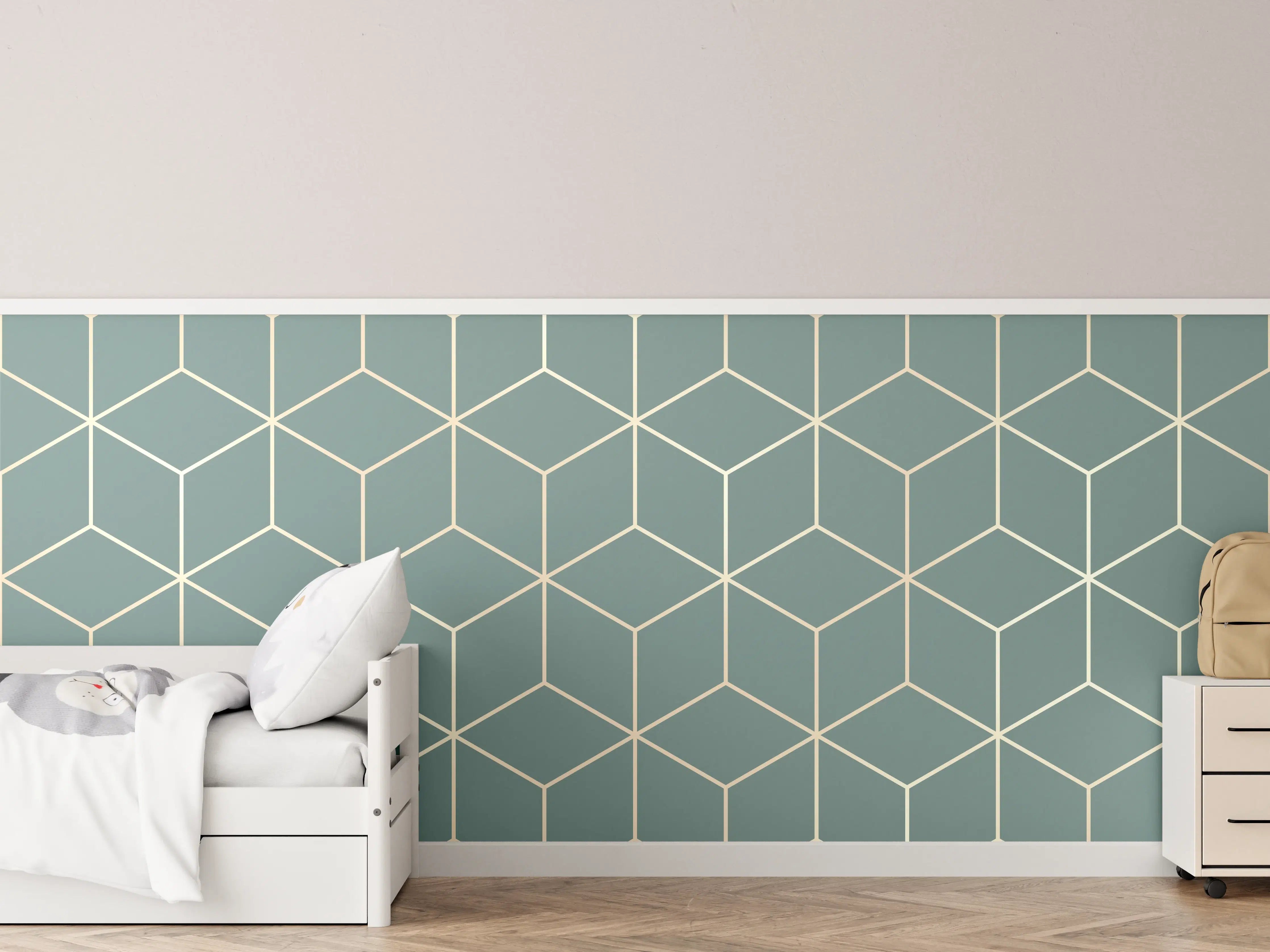Kinderzimmer Wandgestaltung - Geometrische Grau-Muster Tapete