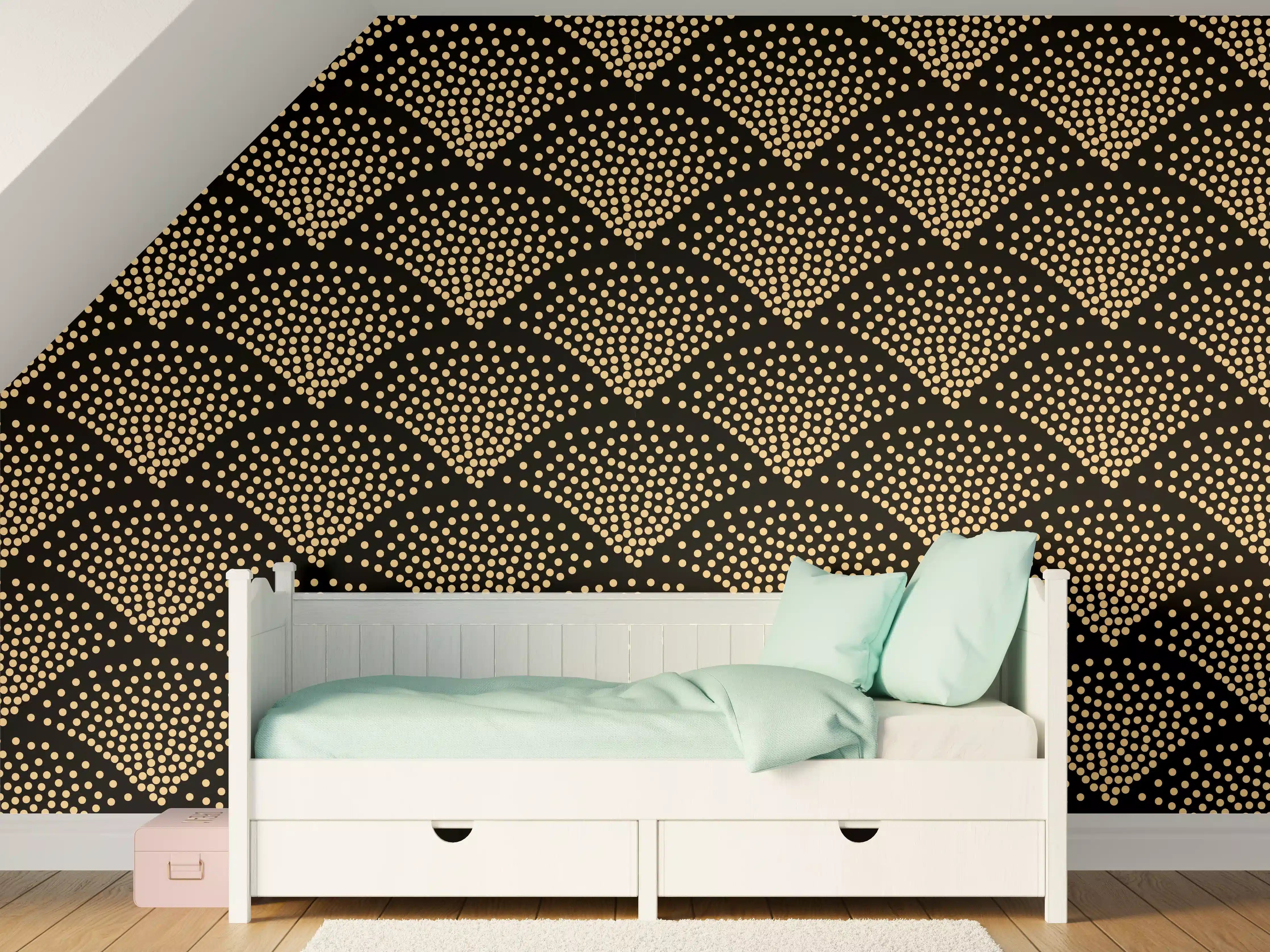 Kinderzimmer Wandgestaltung - Geometrische Schwarz-Gold-Musterung
