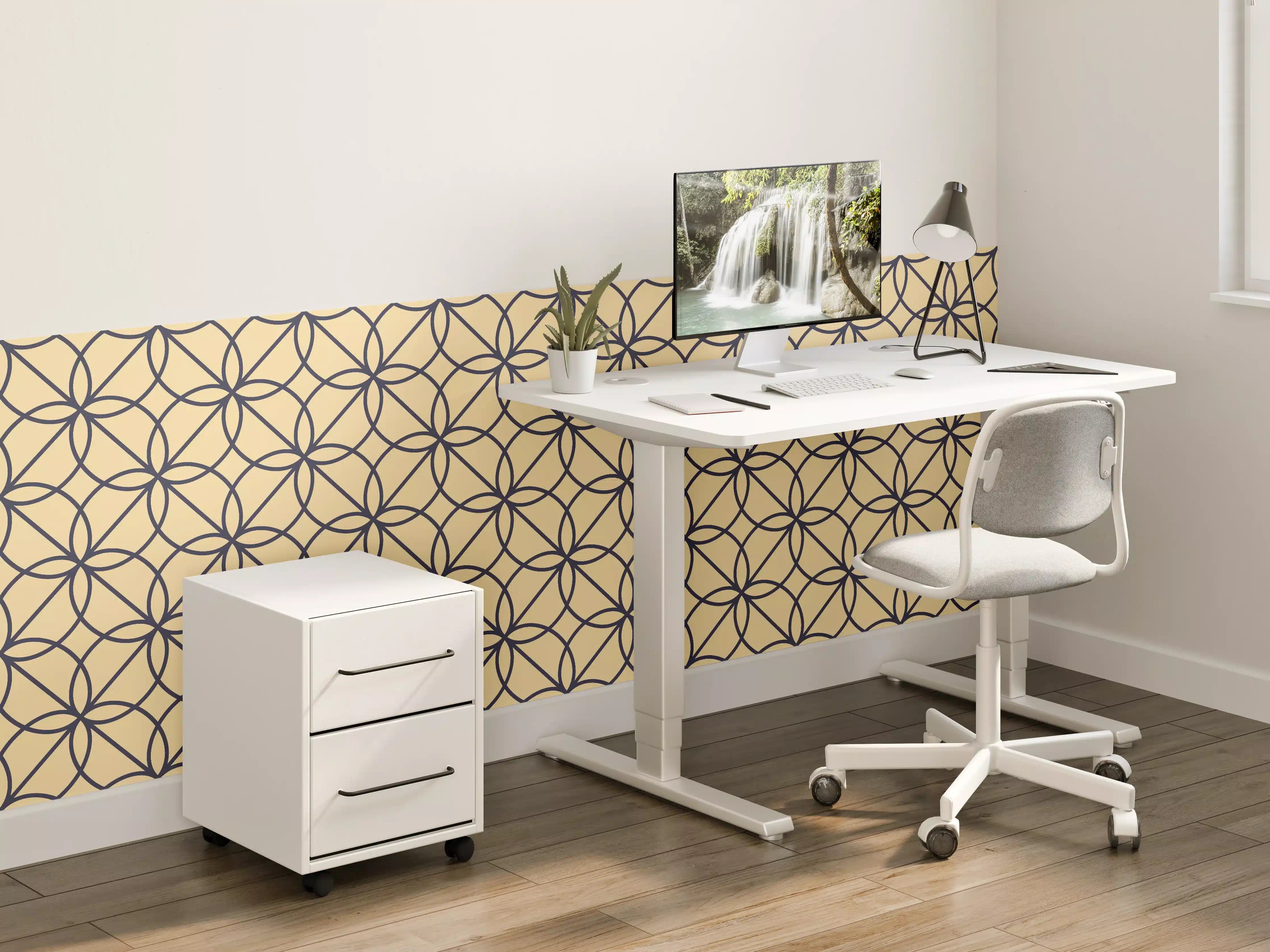 Kinderzimmer Wandgestaltung - Geometrisches Gelb-Schwarz Muster