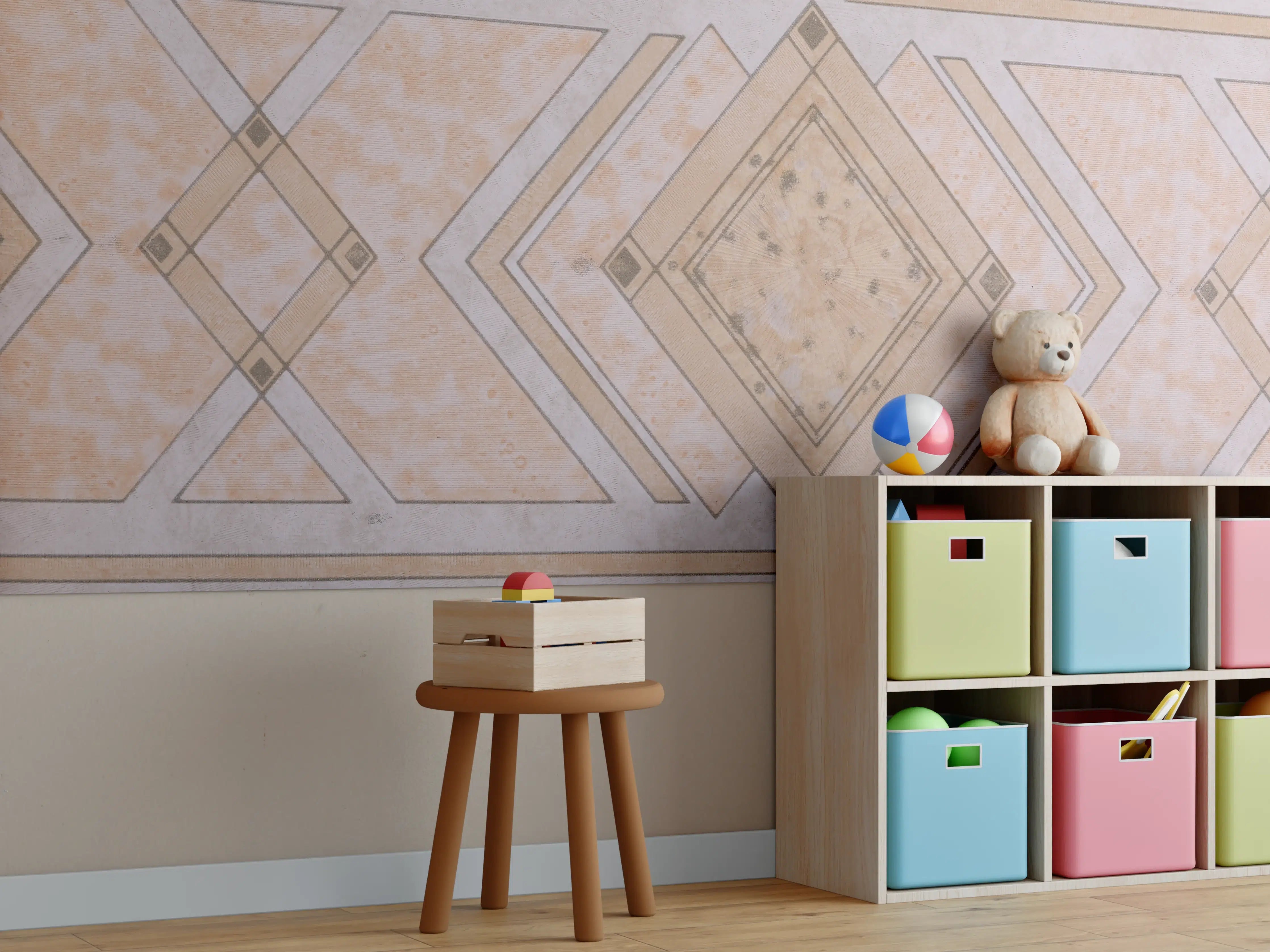 Kinderzimmer Wandgestaltung - Geometrisches Kunstmuster - Modern