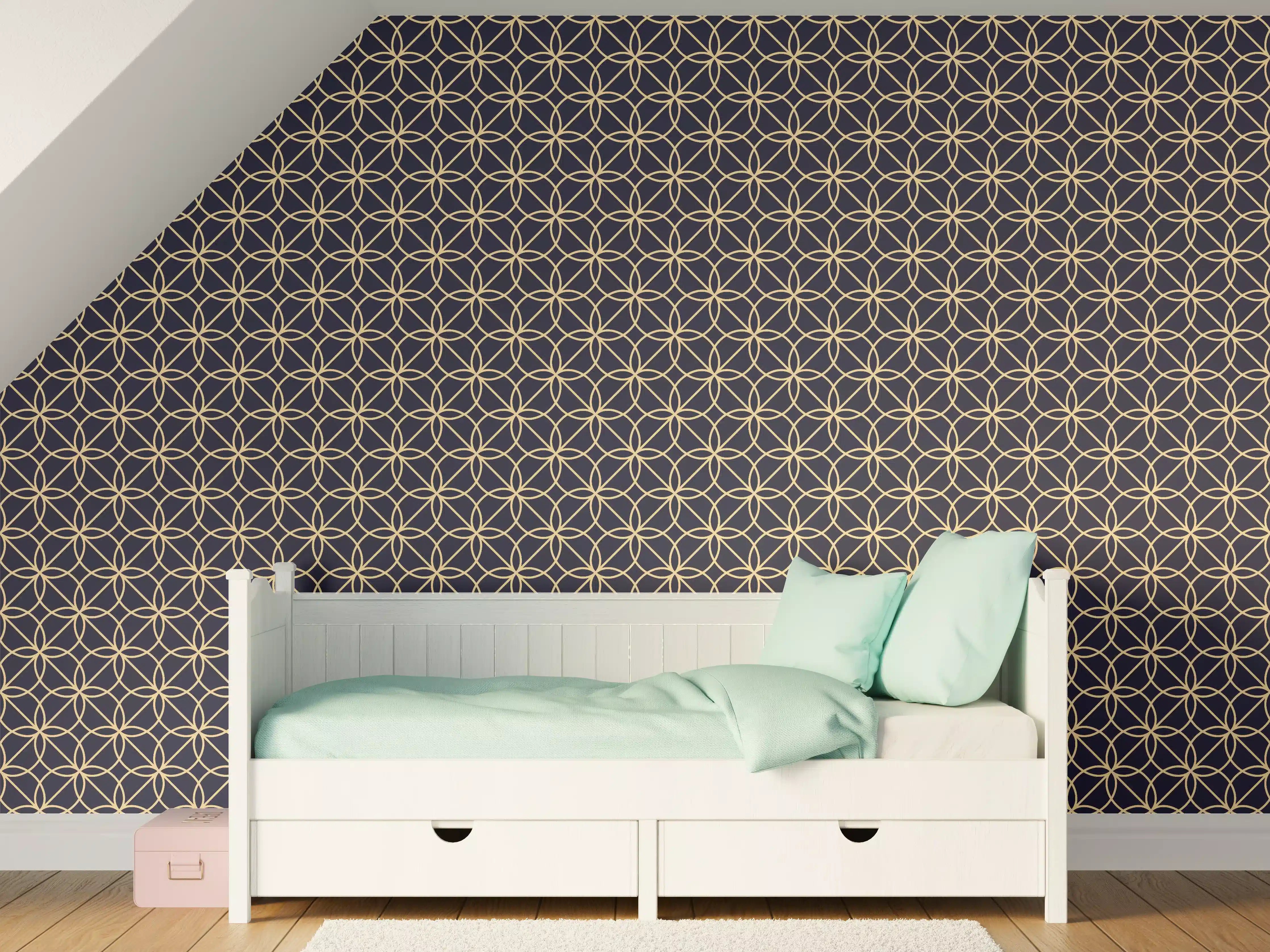 Kinderzimmer Wandgestaltung - Geometrisches Navy Muster Design