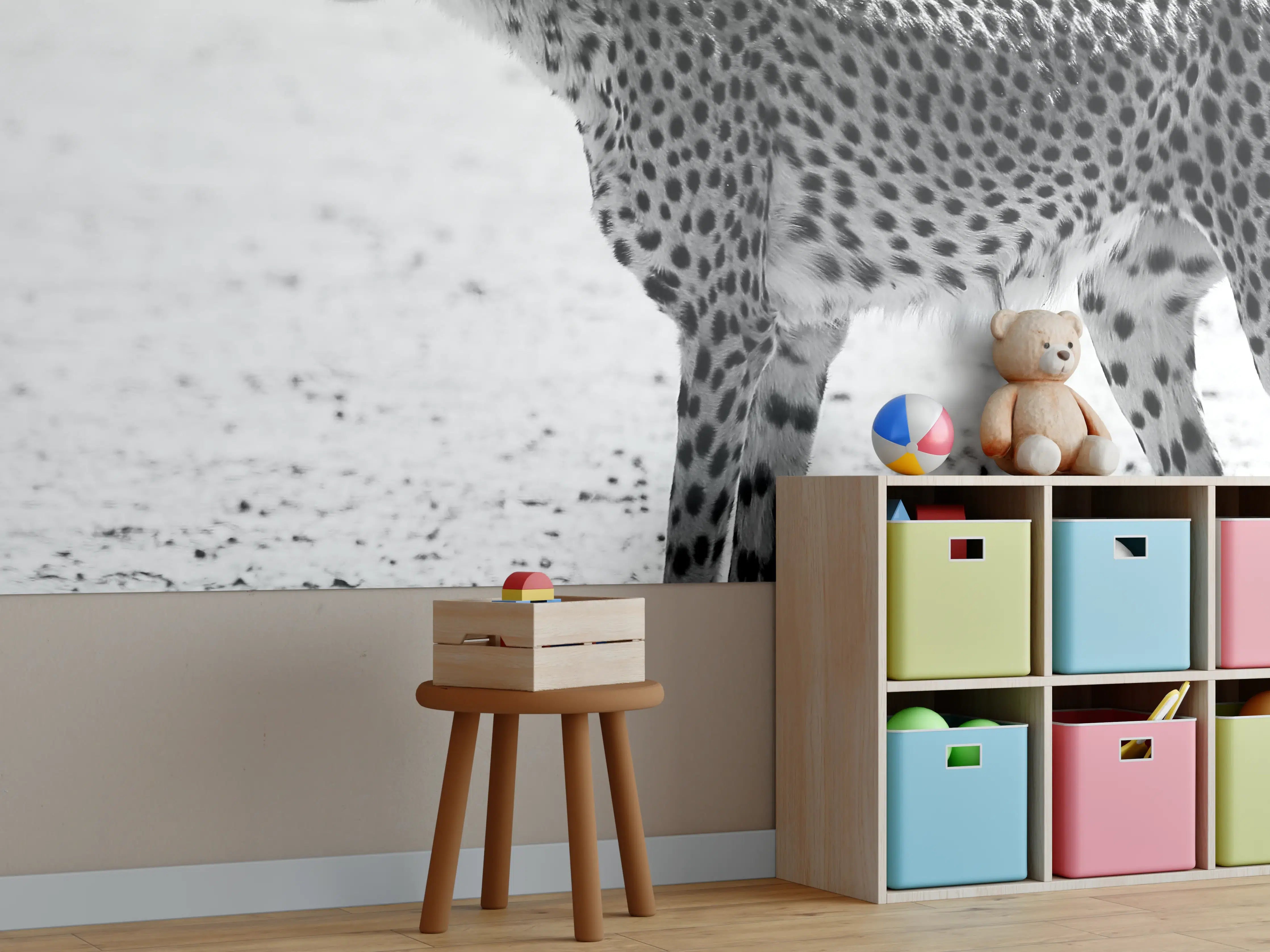 Kinderzimmer Wandgestaltung - Gepard - schwarz-weiß