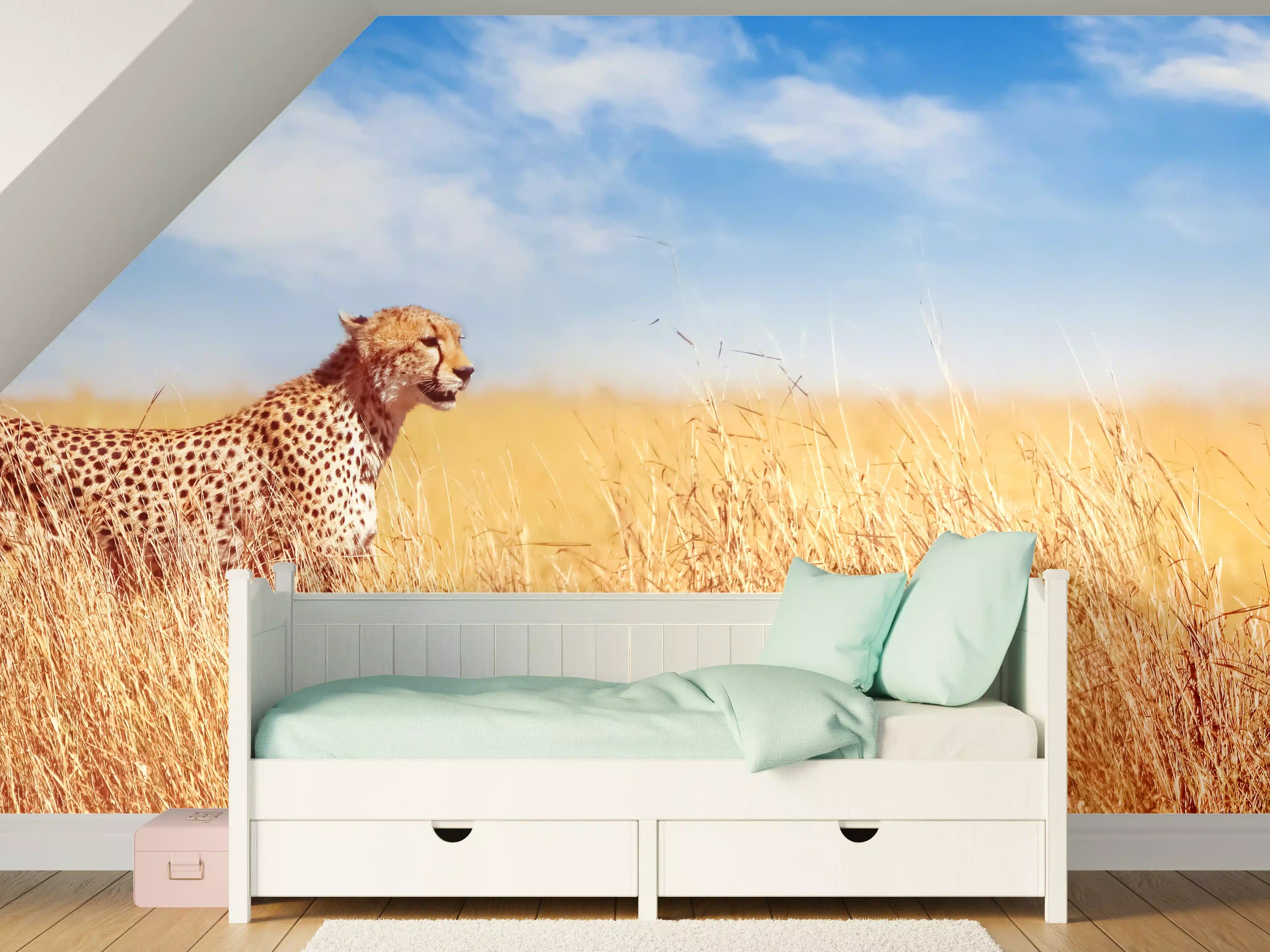 Kinderzimmer Wandgestaltung - Gepard in der afrikanischen Savanne