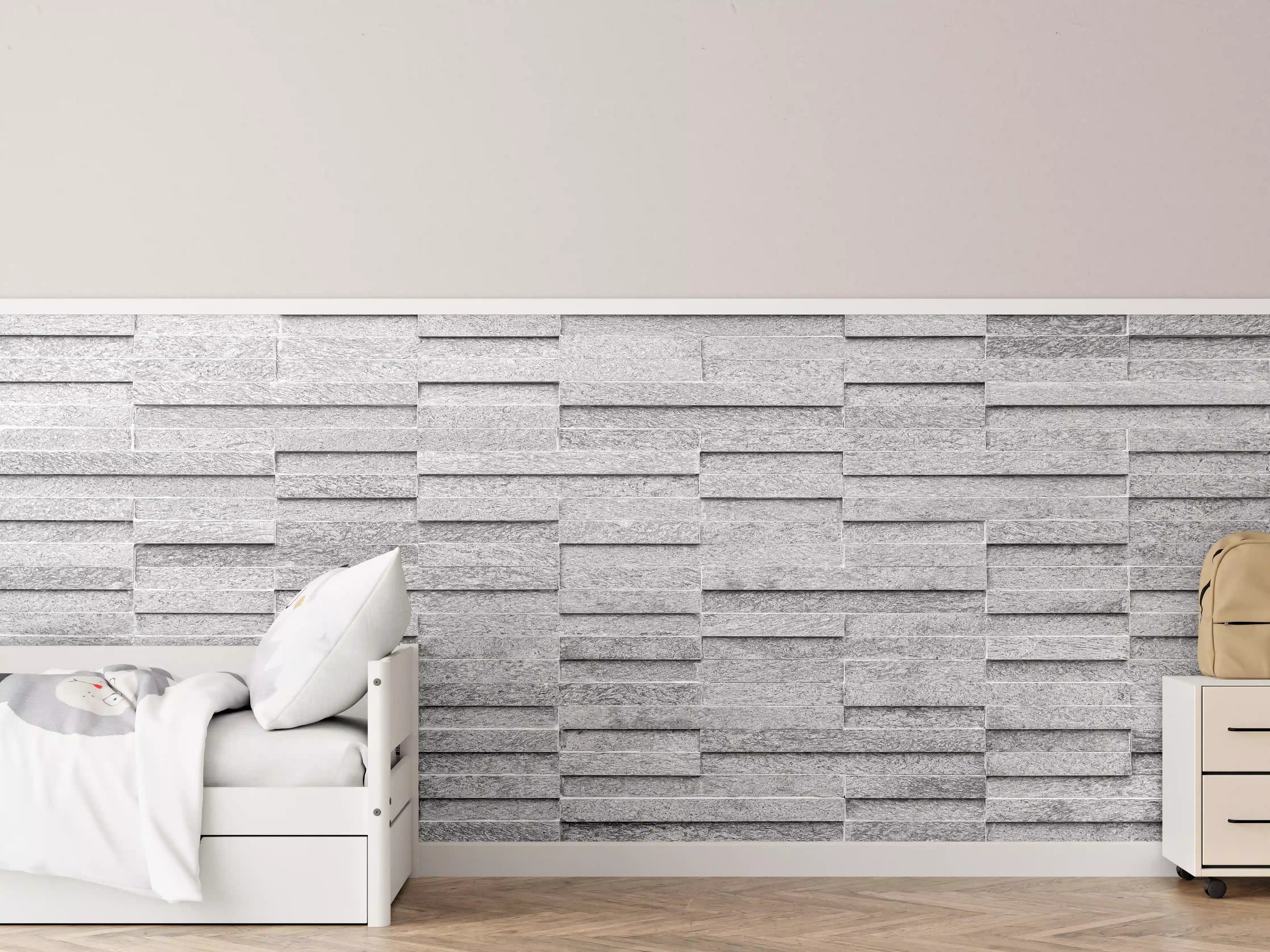 Kinderzimmer Wandgestaltung - Geriffelte gräuliche Backsteinmauer