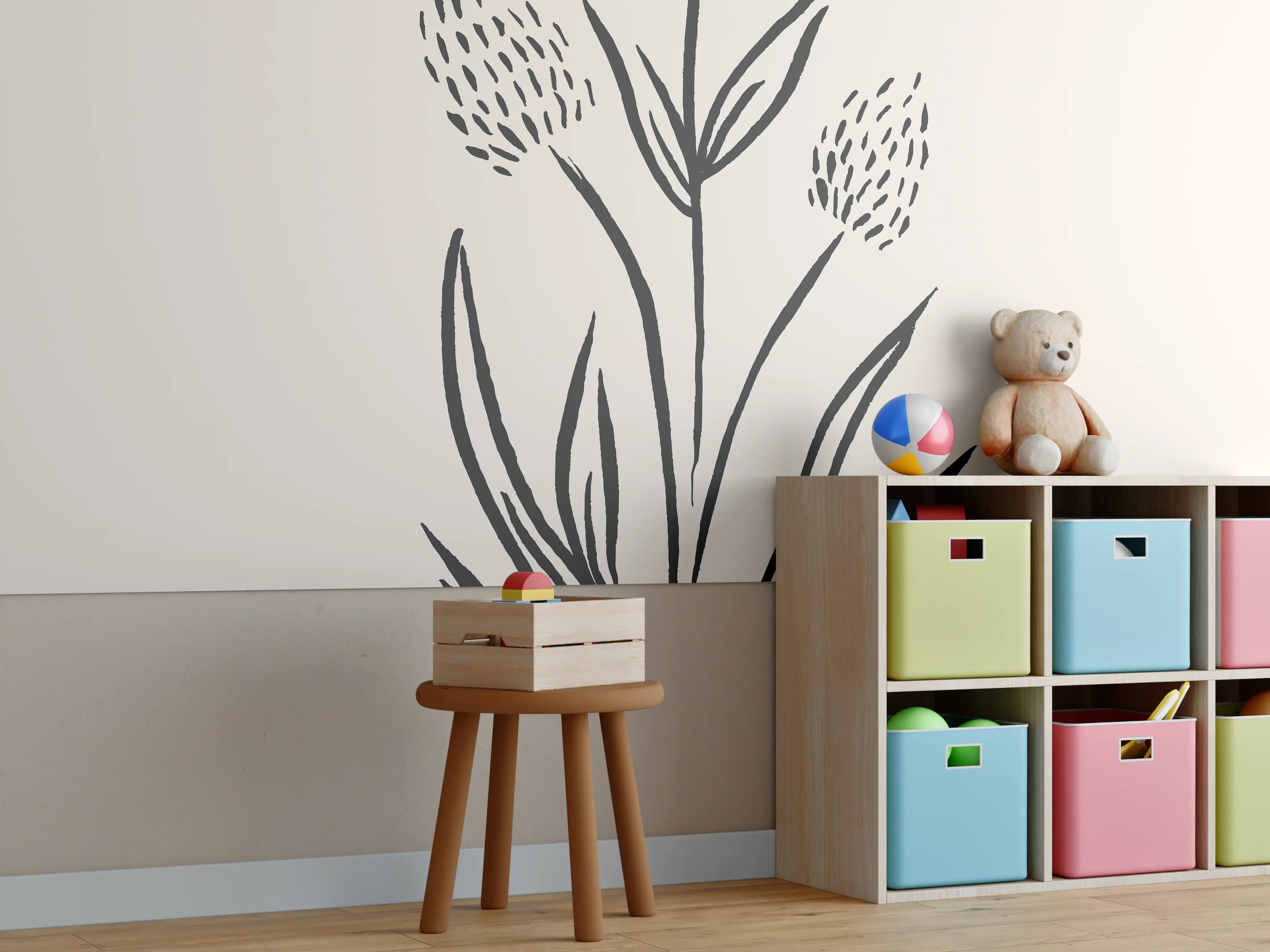 Kinderzimmer Wandgestaltung - Gestrichelte Blume