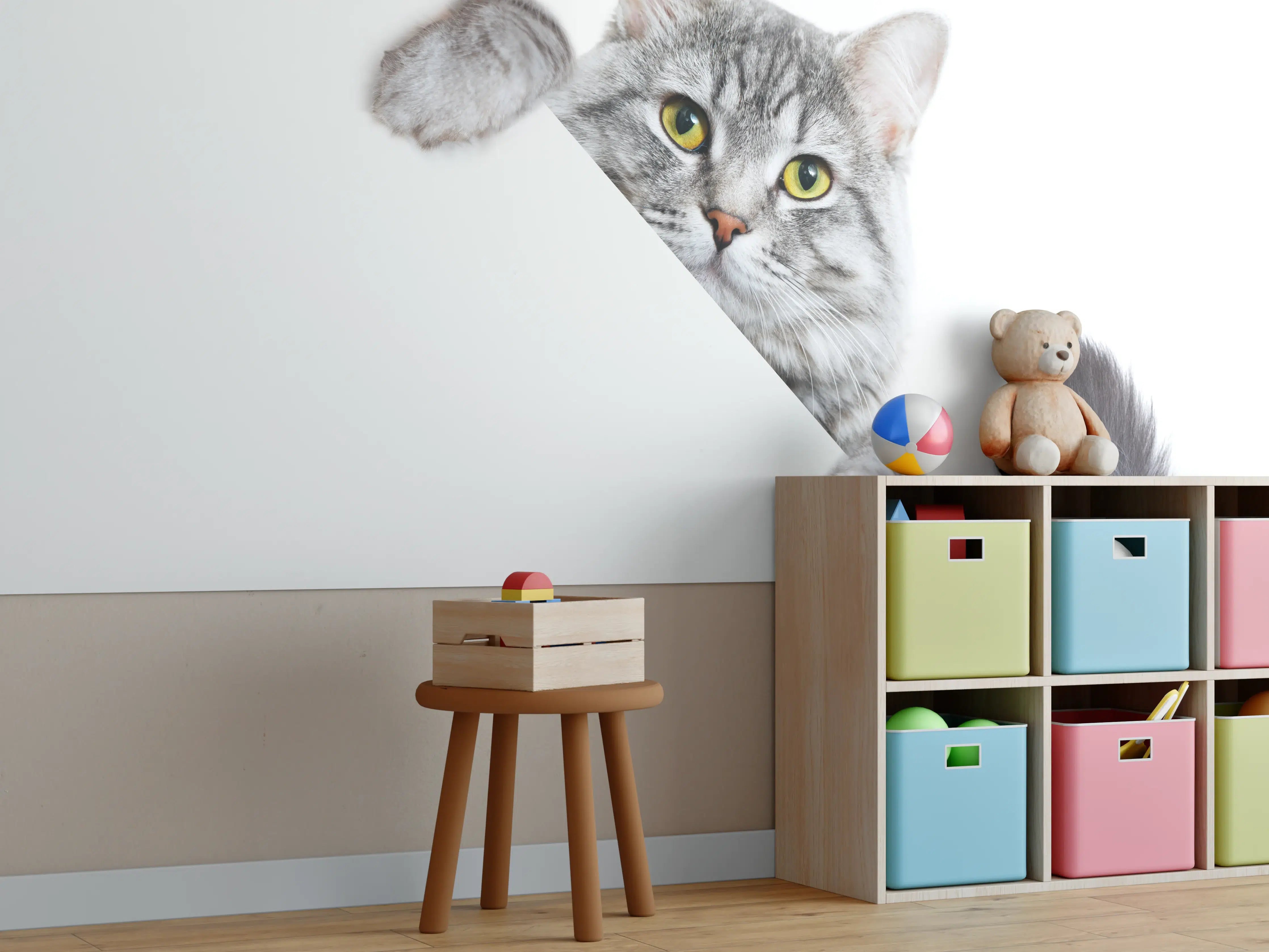 Kinderzimmer Wandgestaltung - Getigertes Kätzchen