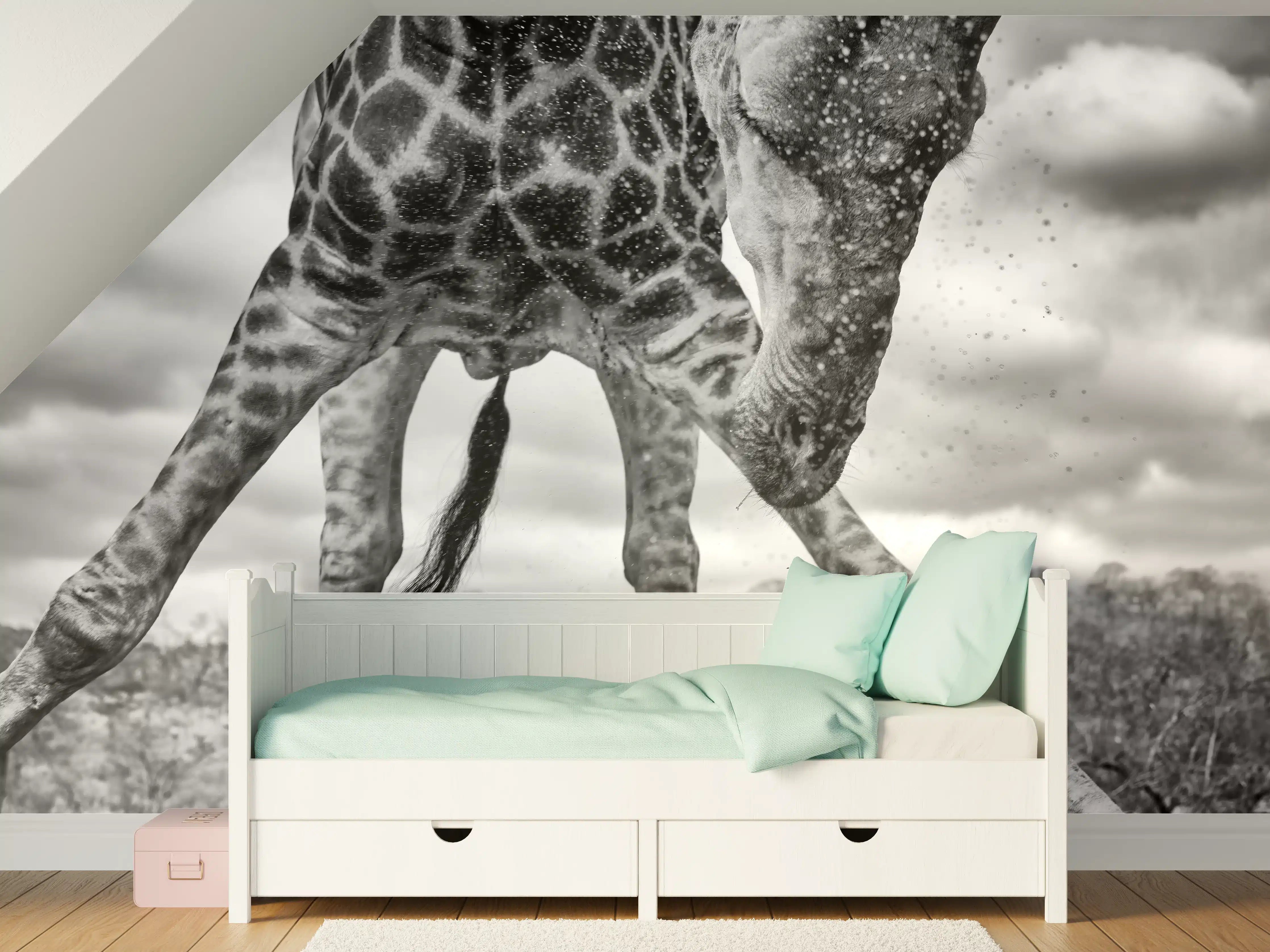 Kinderzimmer Wandgestaltung - Giraffe Schwarz-Weiß Splish