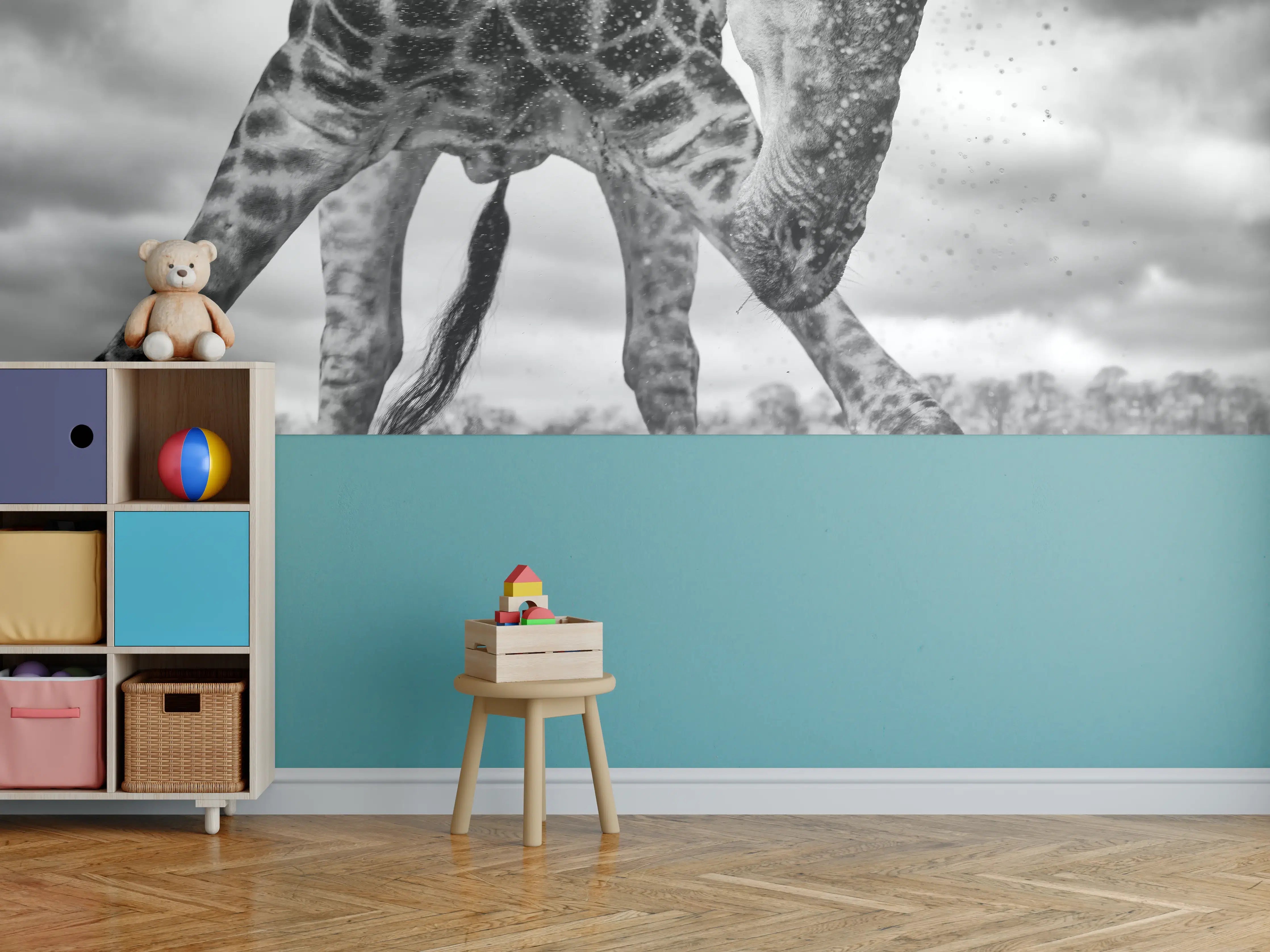 Kinderzimmer Wandgestaltung - Giraffe Schwarz-Weiß Splish