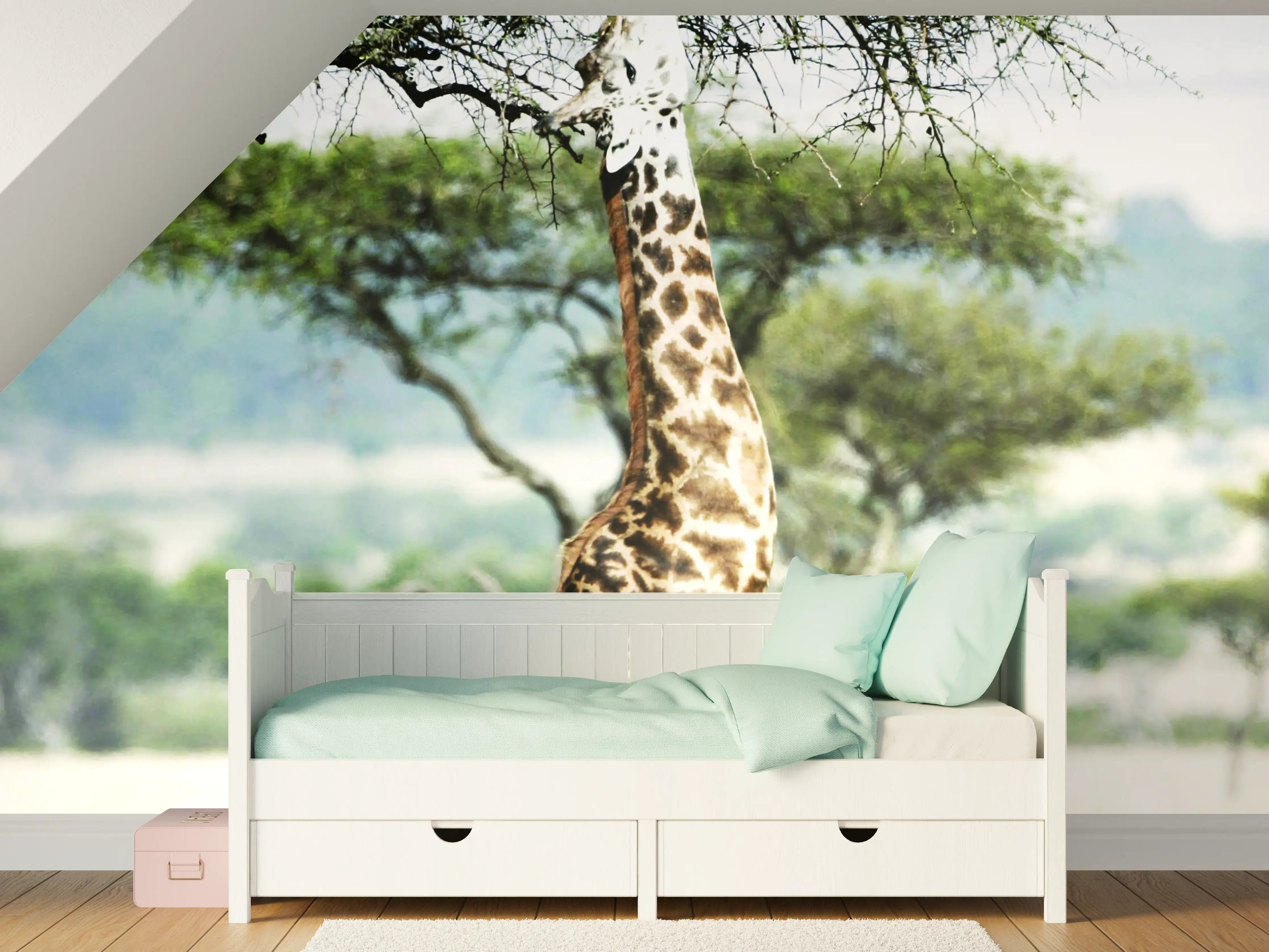 Kinderzimmer Wandgestaltung - Giraffe in der Savanne