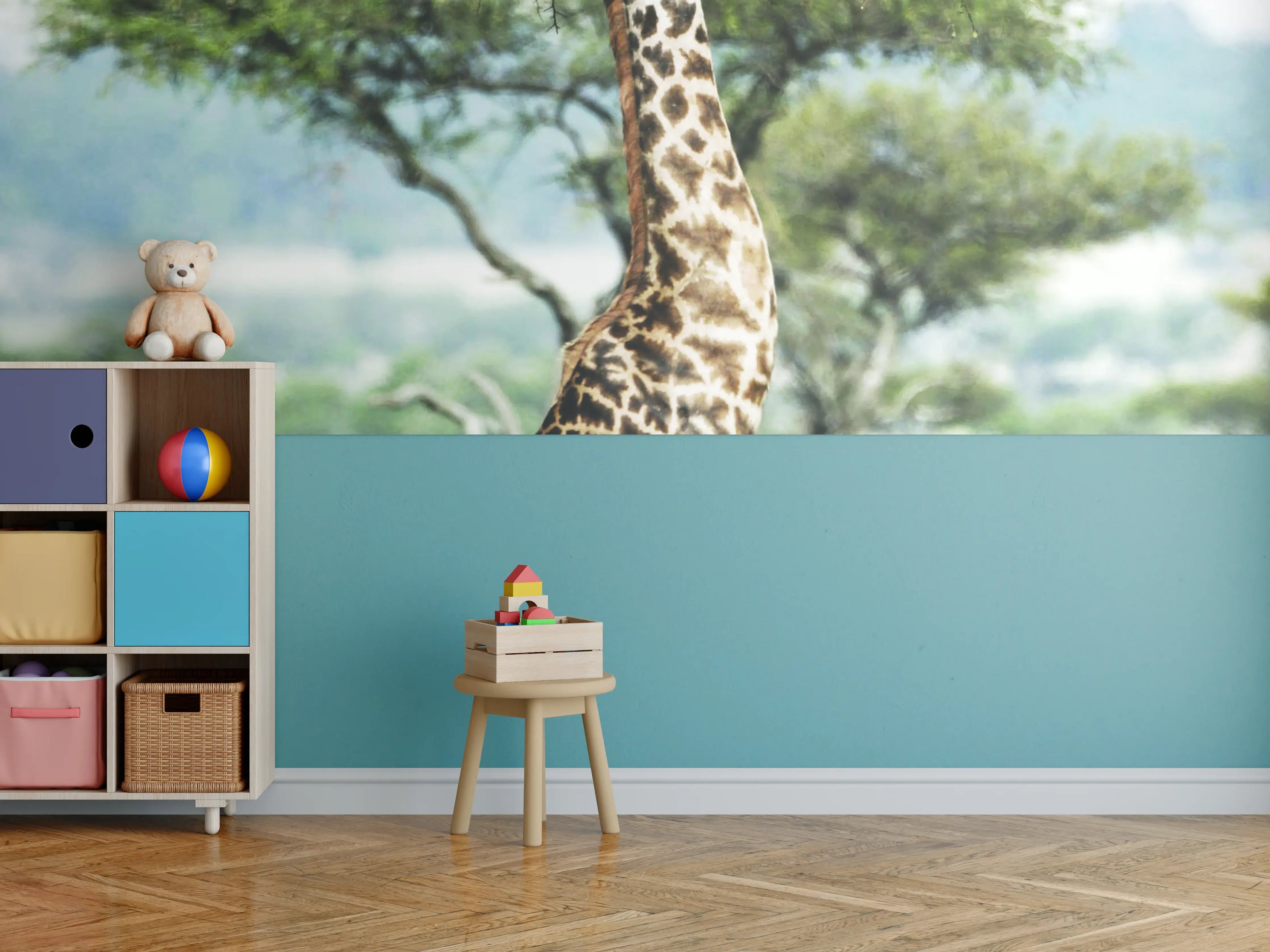 Kinderzimmer Wandgestaltung - Giraffe in der Savanne