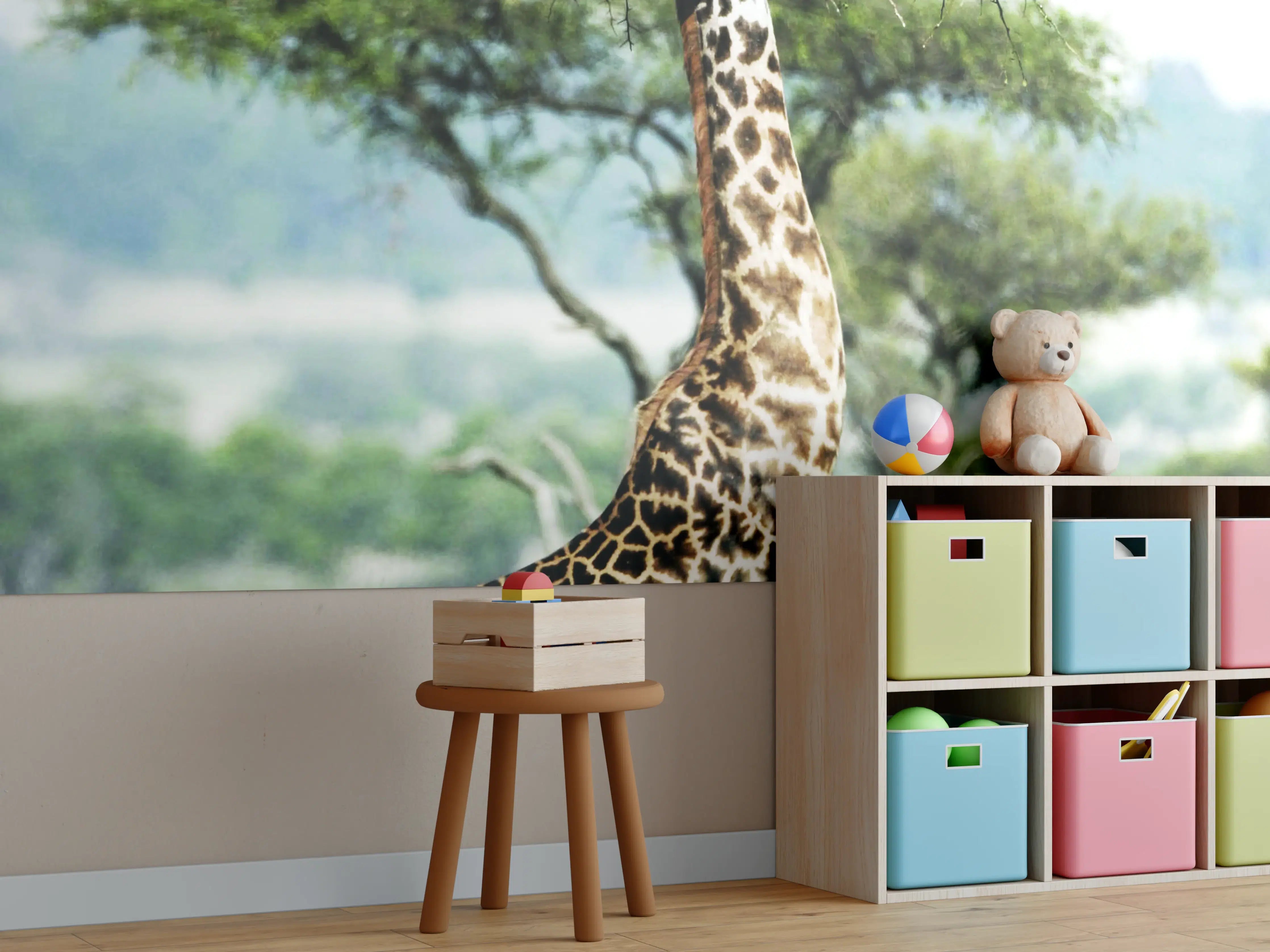 Kinderzimmer Wandgestaltung - Giraffe in der Savanne
