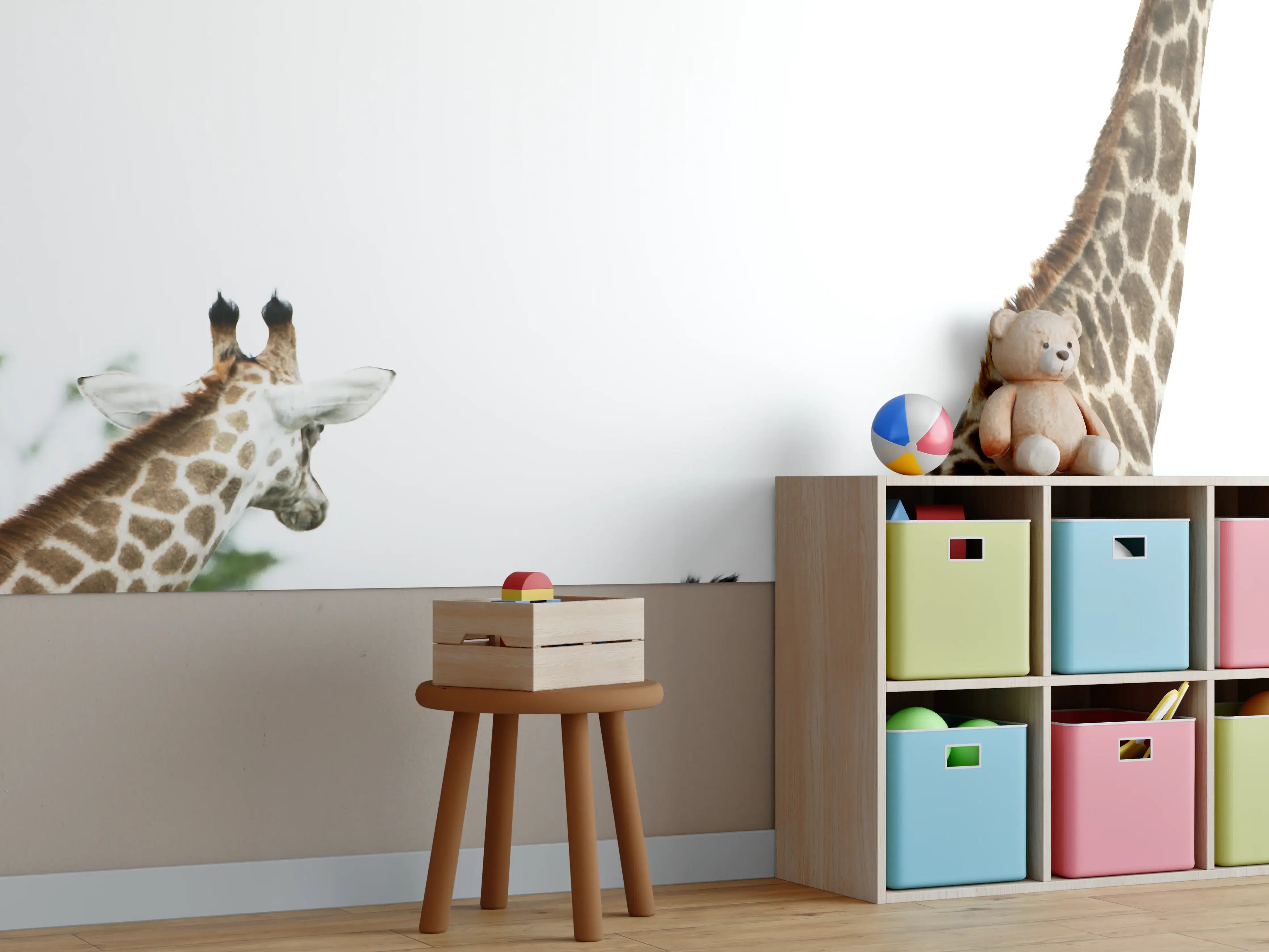 Kinderzimmer Wandgestaltung - Giraffen Familie - hell