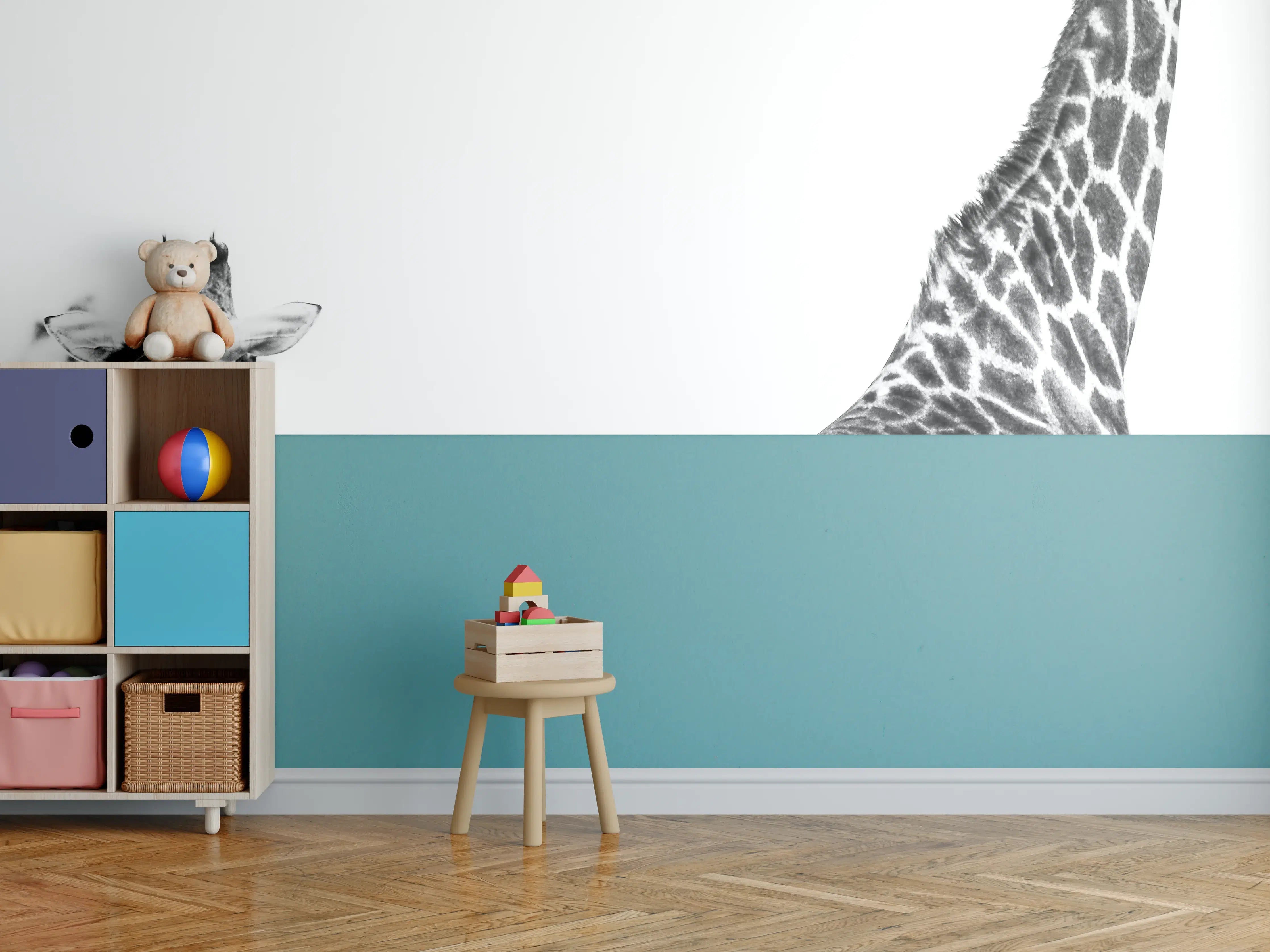 Kinderzimmer Wandgestaltung - Giraffen Familie - schwarz-weiß