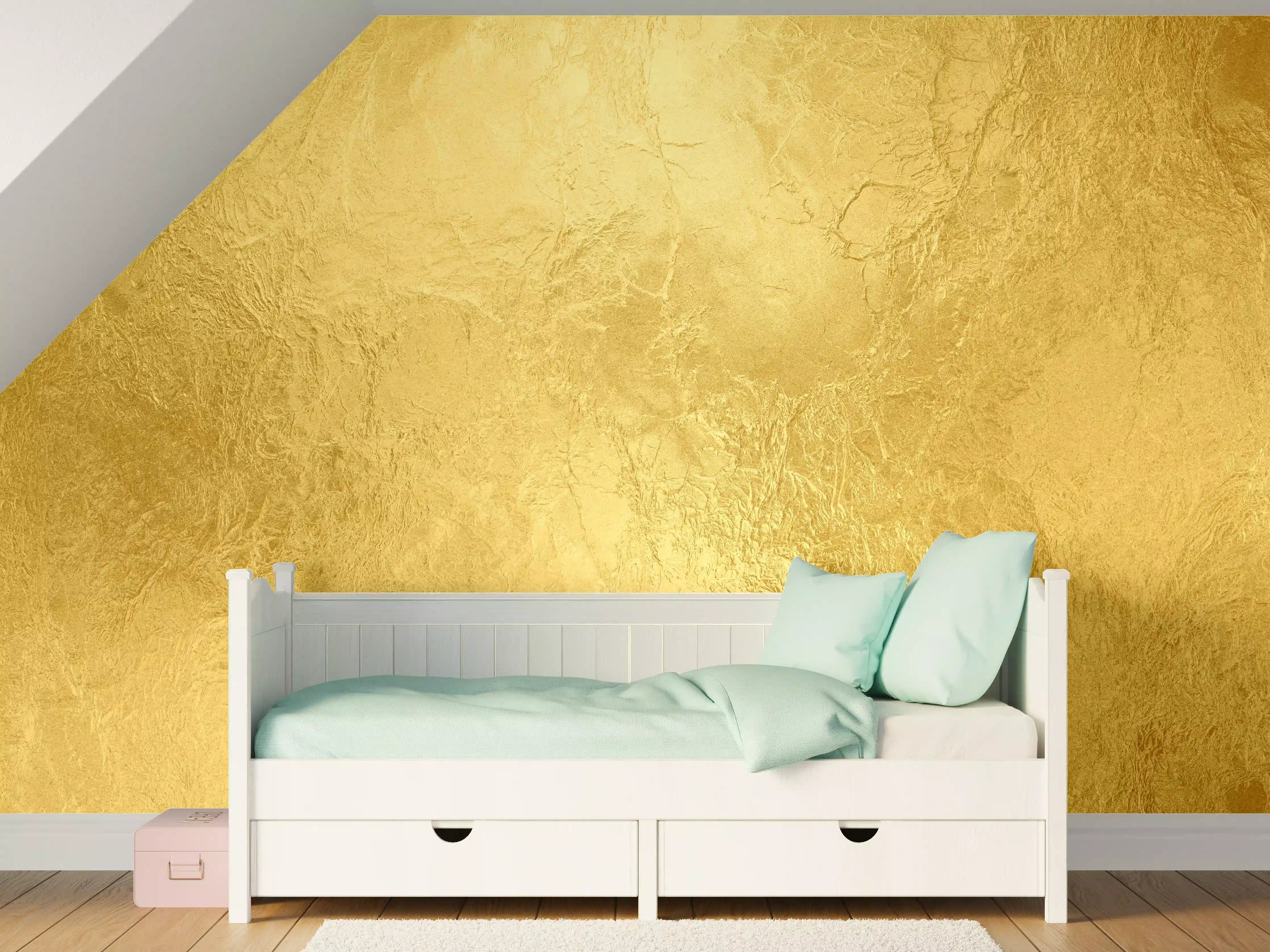 Kinderzimmer Wandgestaltung - Glänzende Blattgold Textur