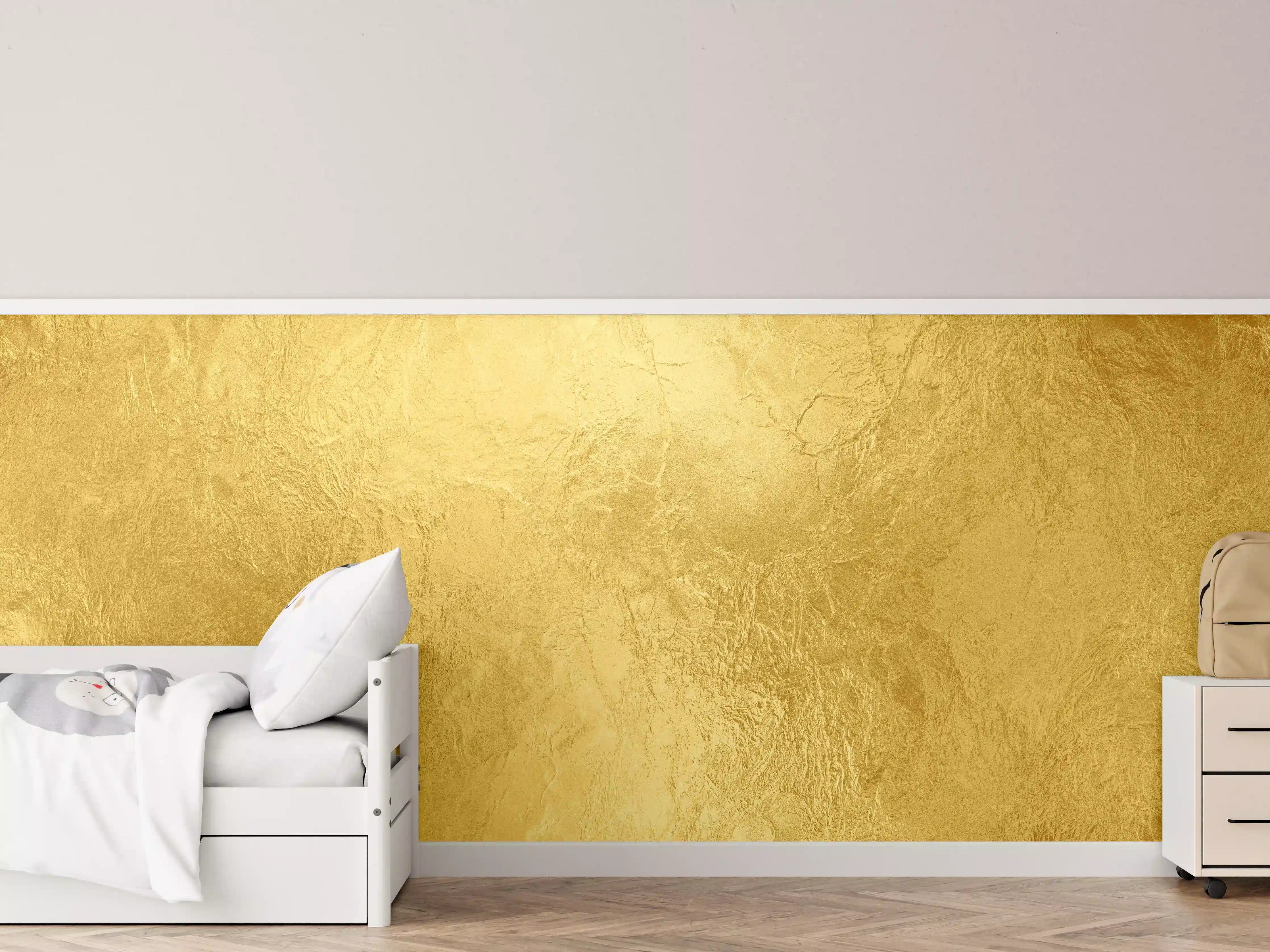 Kinderzimmer Wandgestaltung - Glänzende Blattgold Textur