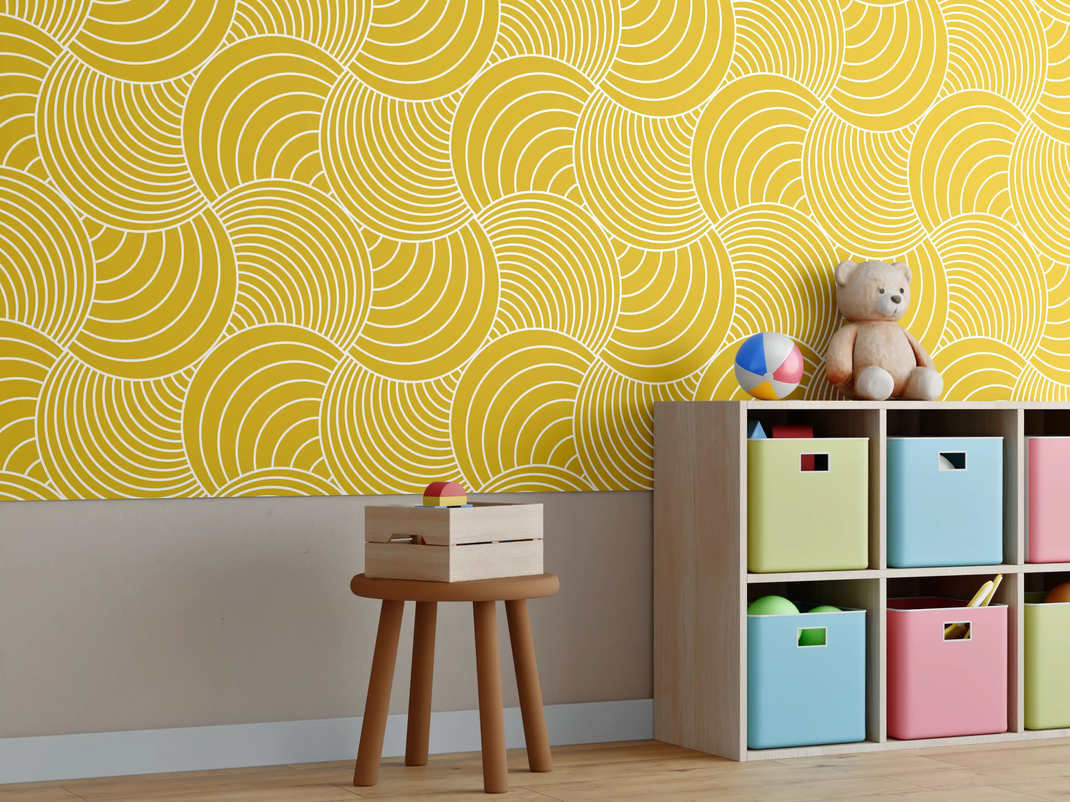 Kinderzimmer Wandgestaltung - Glastür mit moderner Muster-Optik