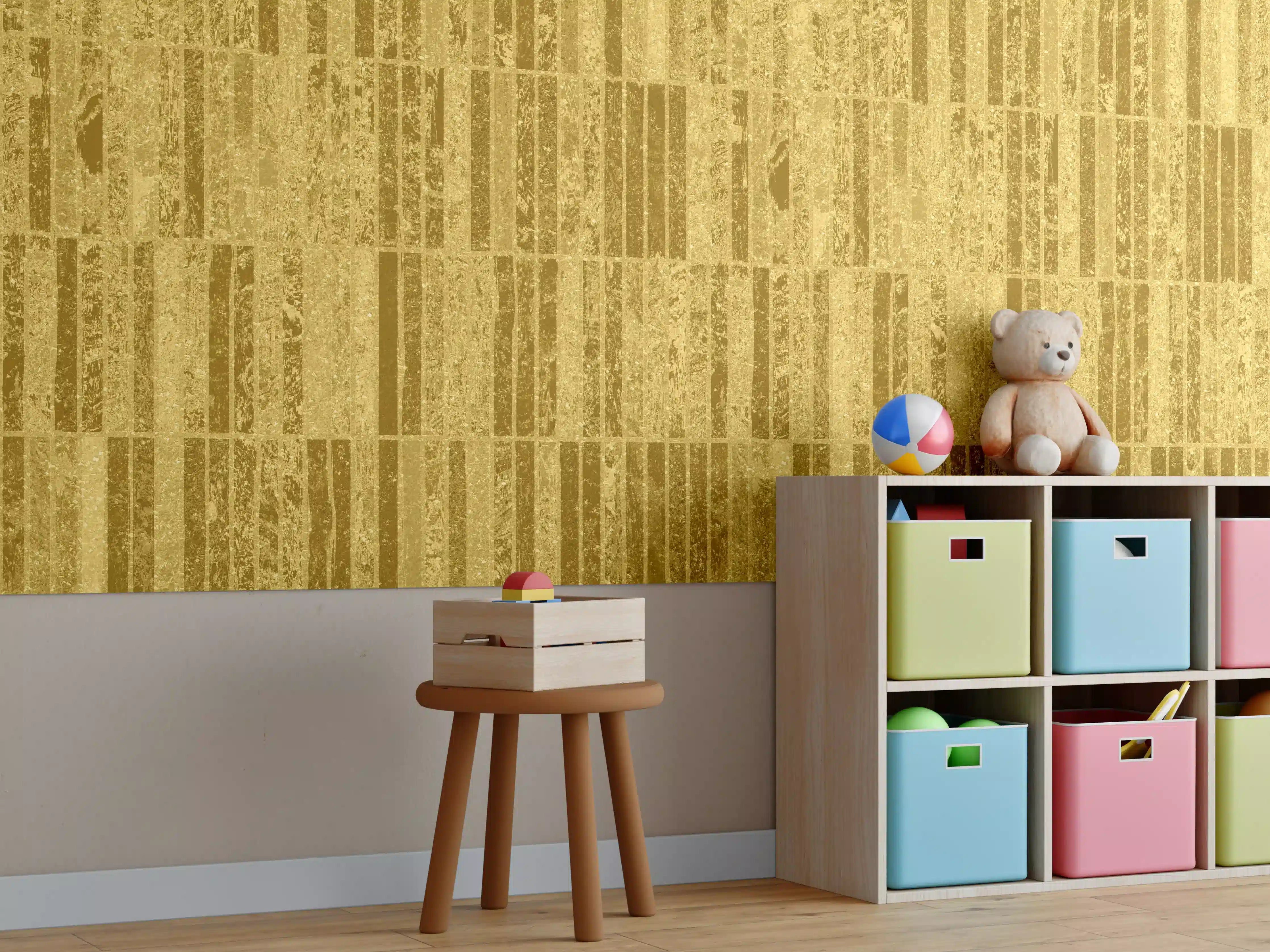 Kinderzimmer Wandgestaltung - Glitzernde Gold Textur