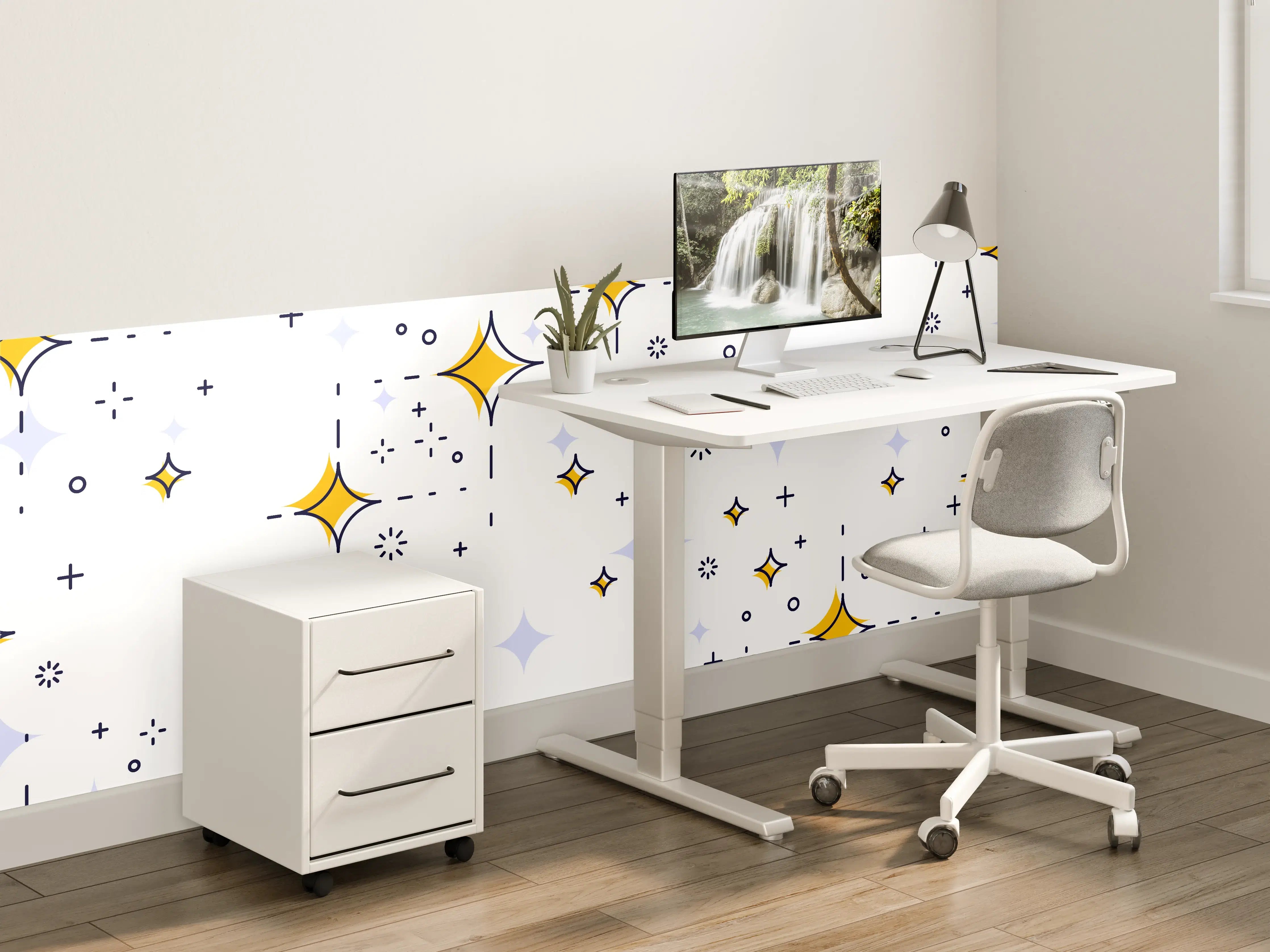 Kinderzimmer Wandgestaltung - Glitzernde Sternenparade in Gold und Silber
