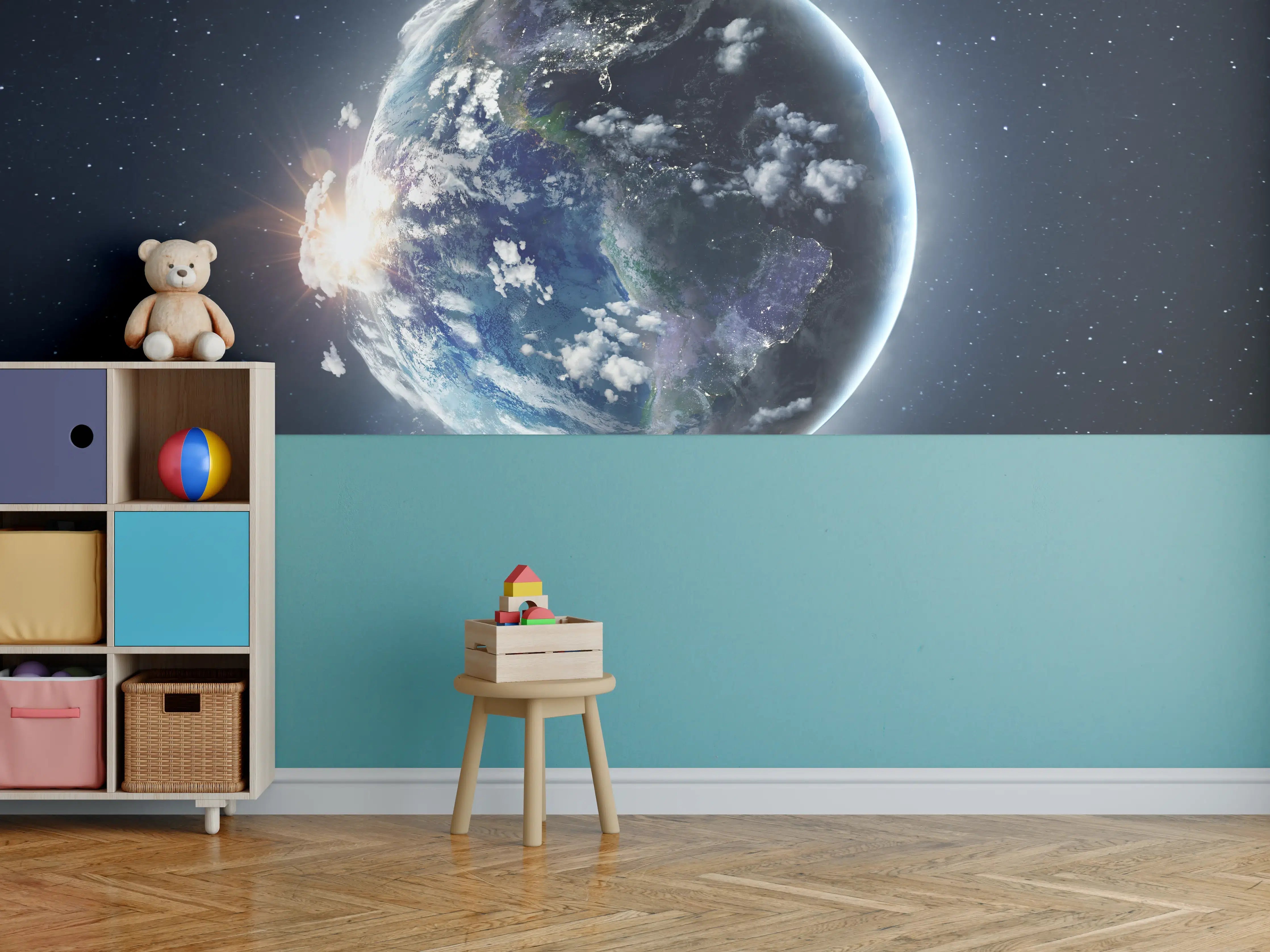 Kinderzimmer Wandgestaltung - Globus Ansicht aus dem Weltall