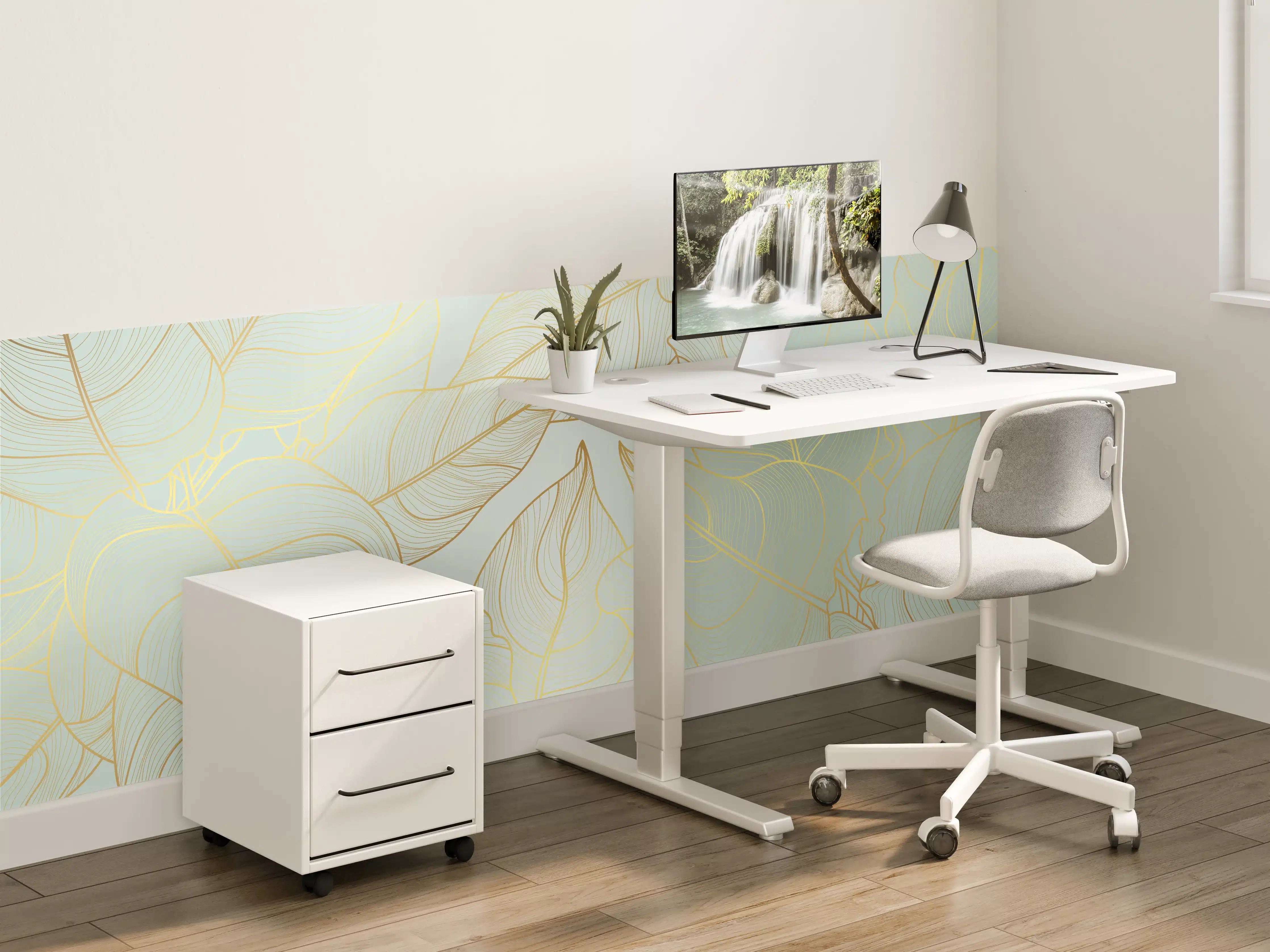 Kinderzimmer Wandgestaltung - Gold-Beige Laub Design