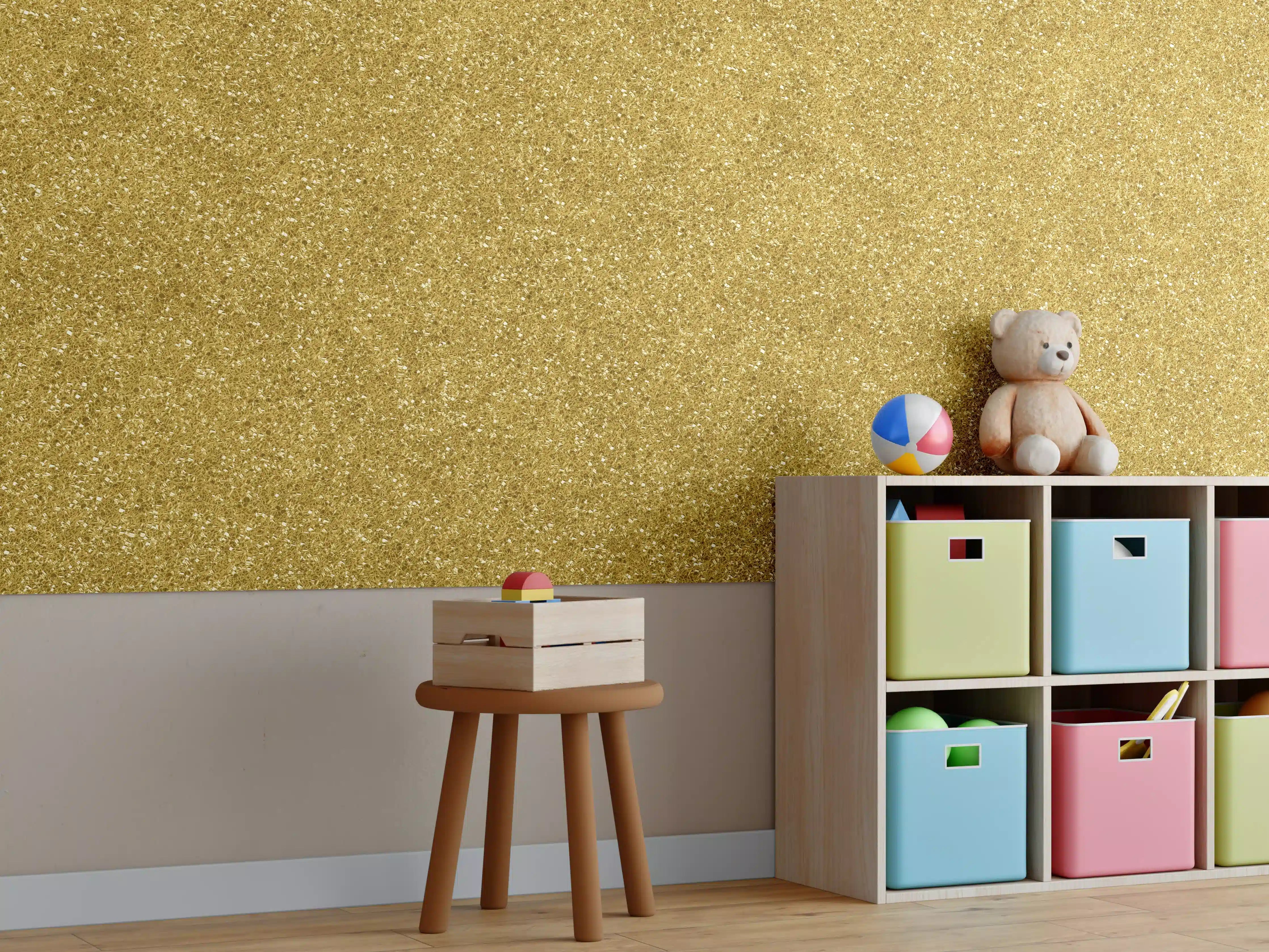 Kinderzimmer Wandgestaltung - Gold Glitter Textur