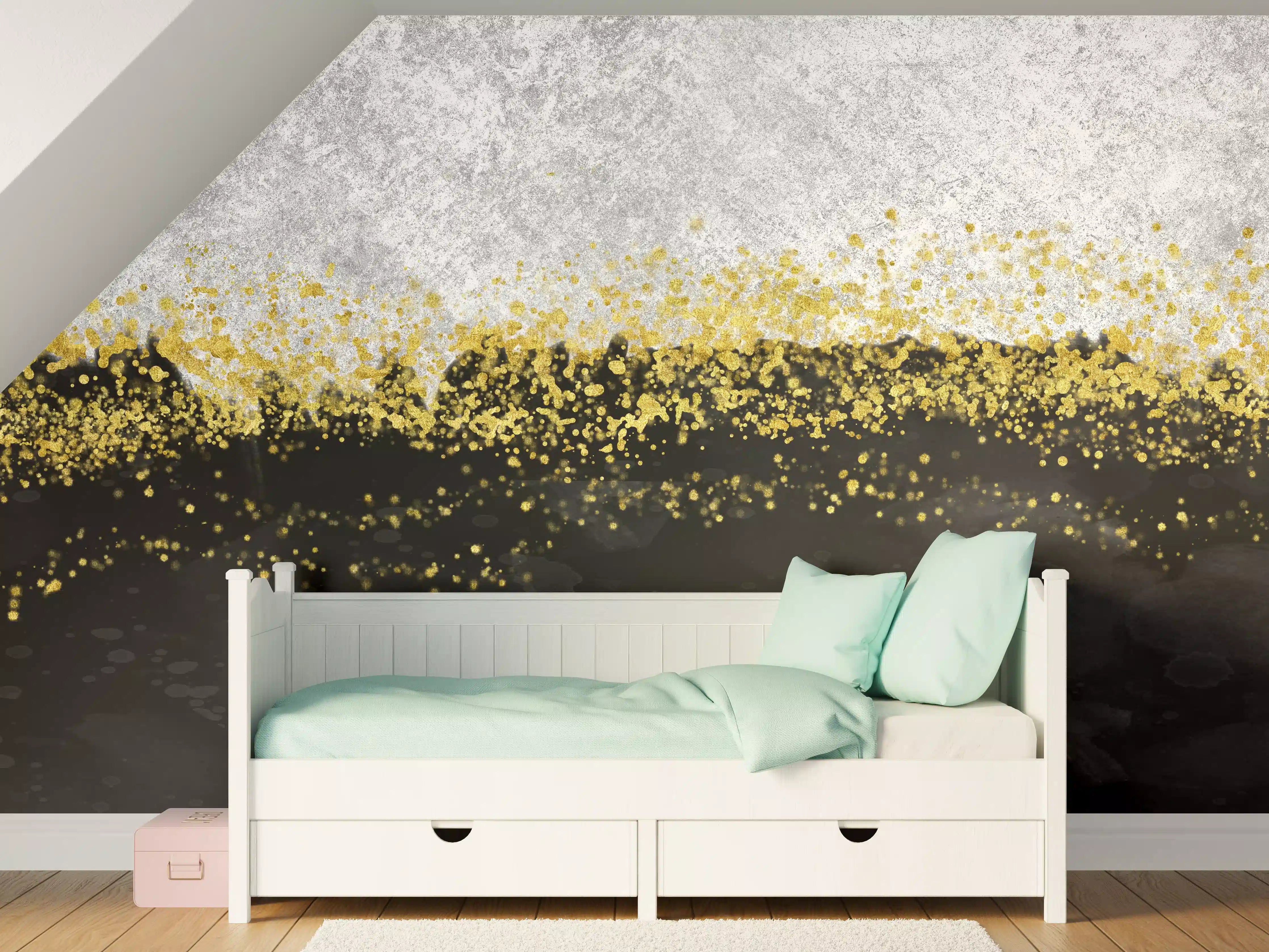 Kinderzimmer Wandgestaltung - Gold-Schwarz-Weiß Resin Geode