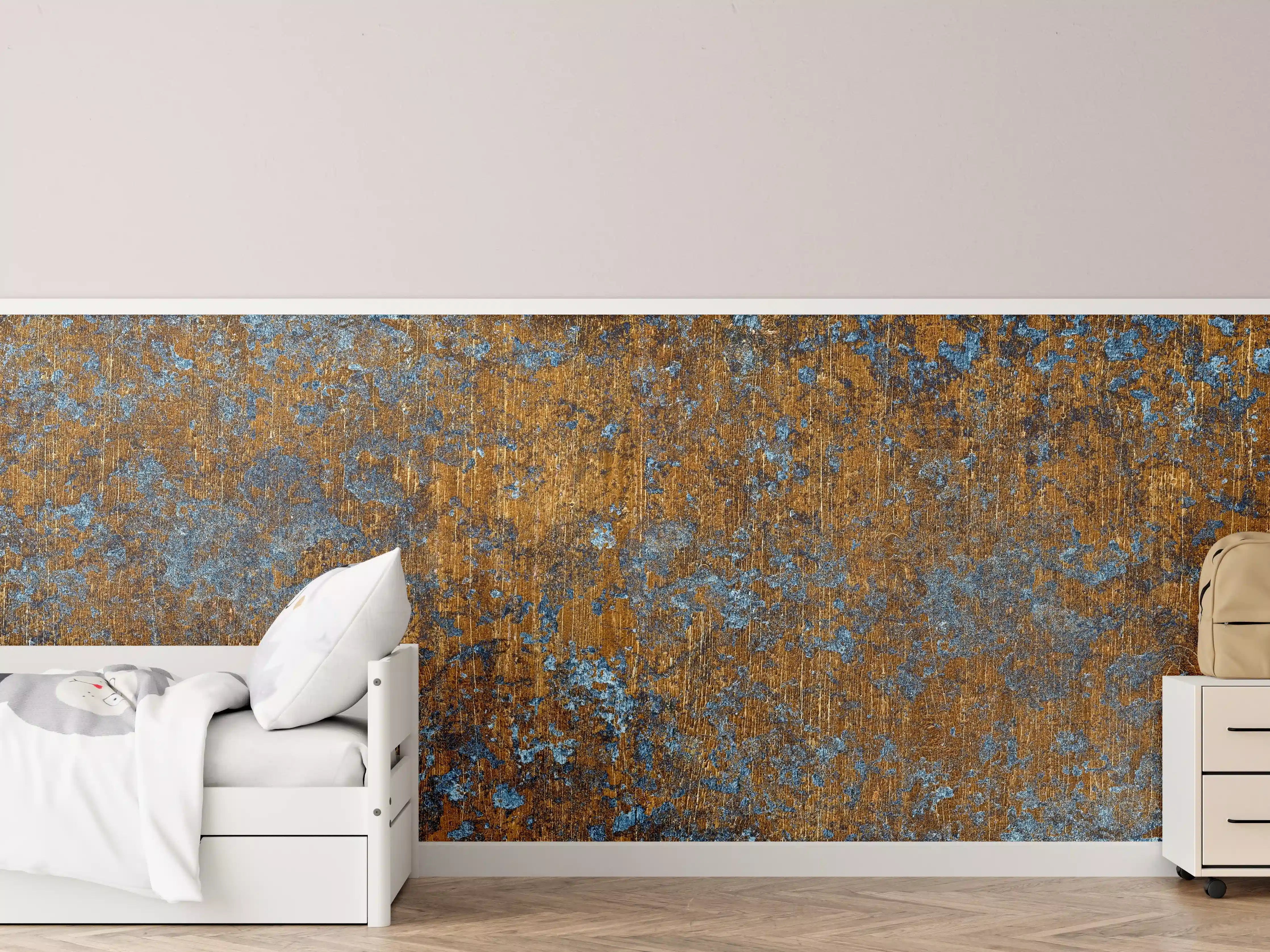 Kinderzimmer Wandgestaltung - Gold-blaue alte Metalltextur