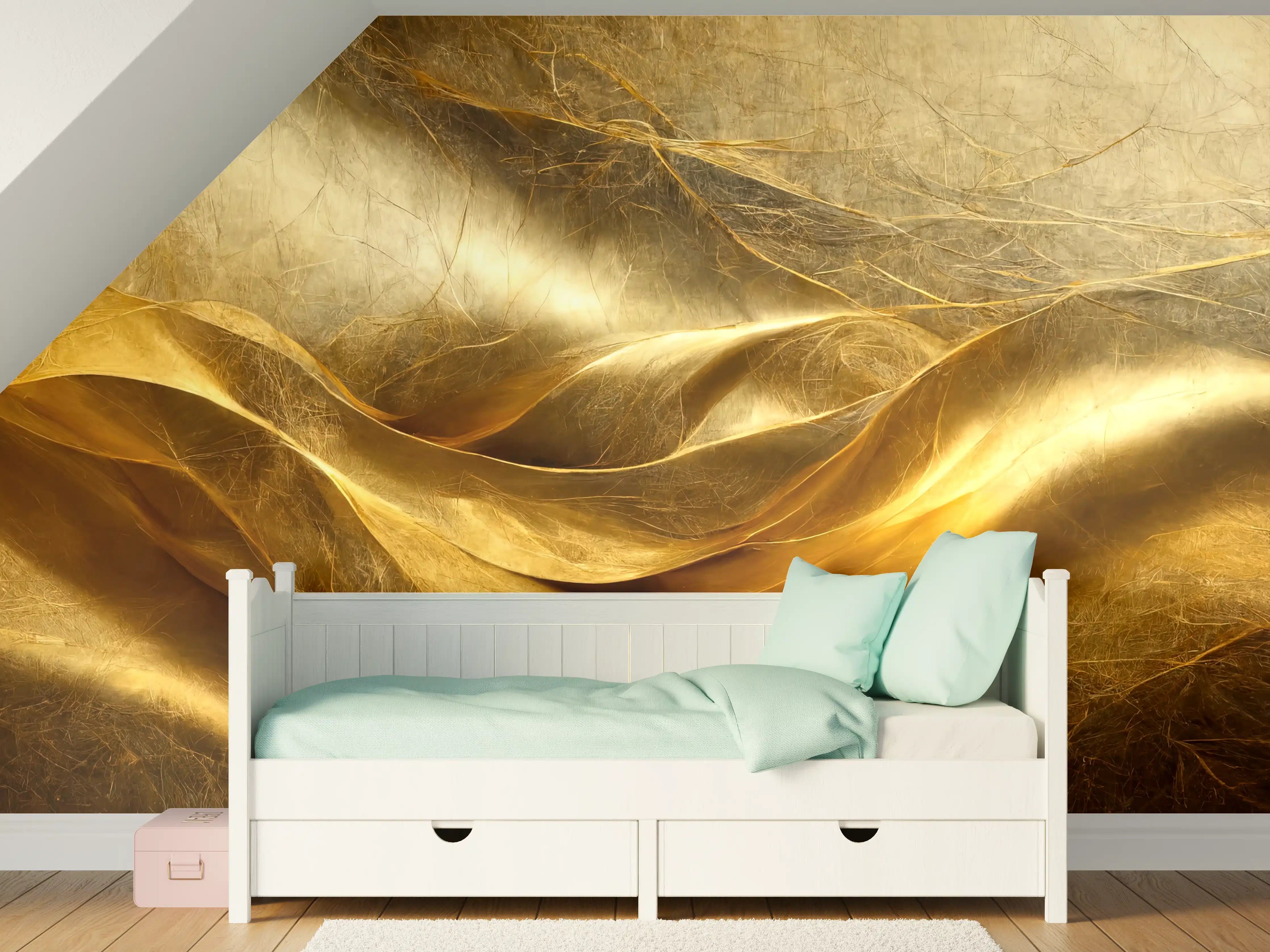Kinderzimmer Wandgestaltung - Golden Falten-Textur mit warmen Tönen