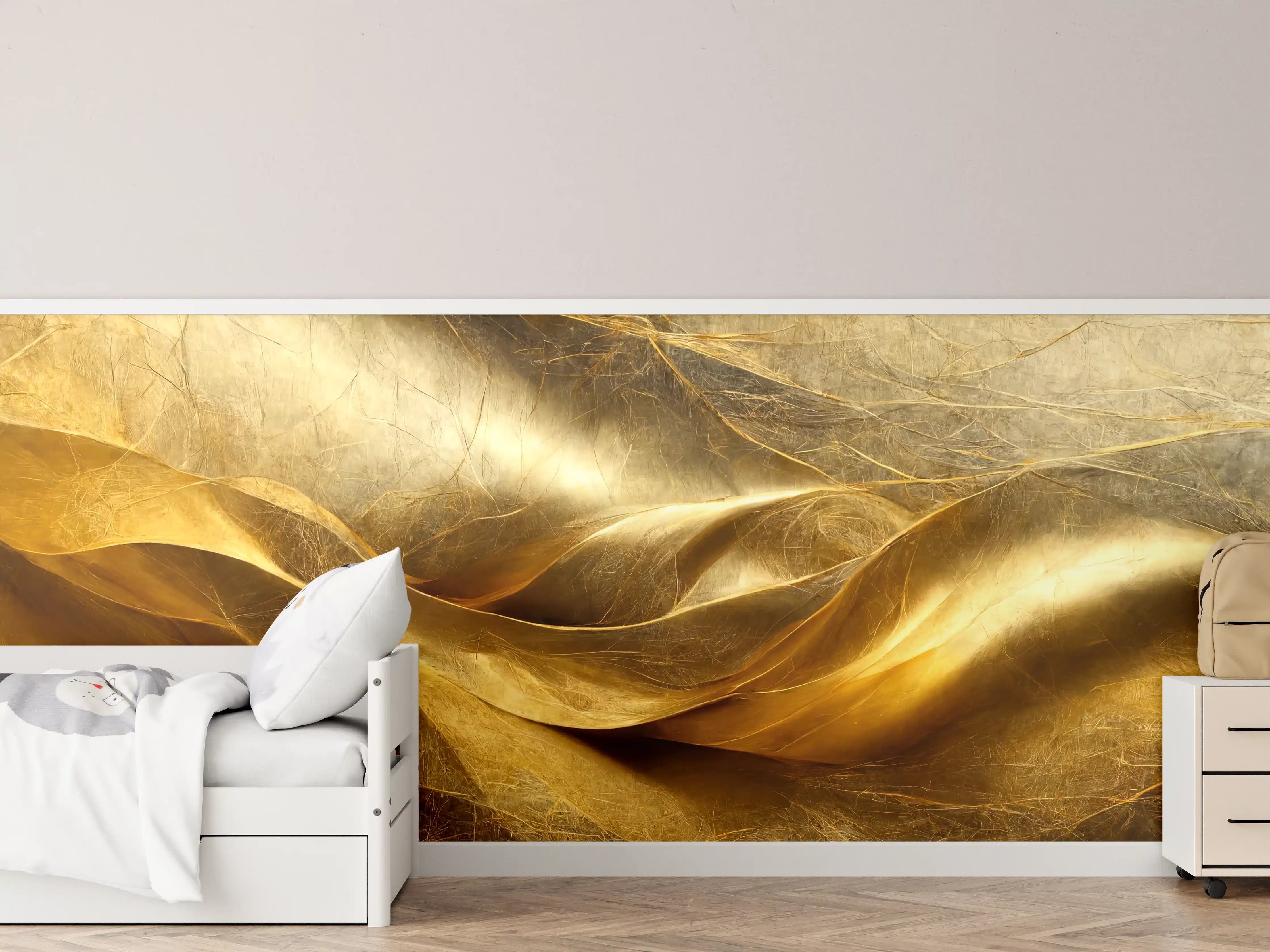 Kinderzimmer Wandgestaltung - Golden Falten-Textur mit warmen Tönen
