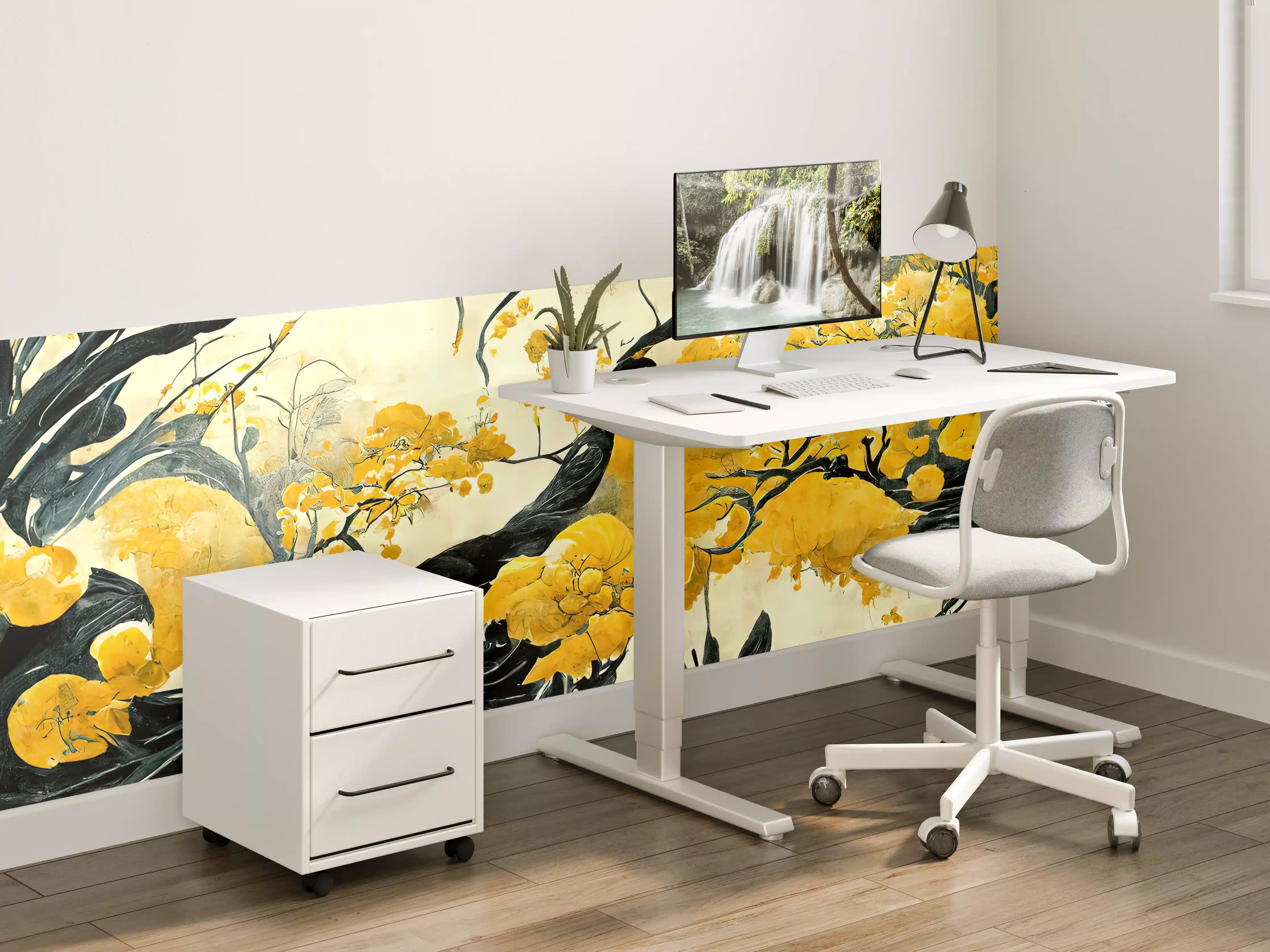 Kinderzimmer Wandgestaltung - Goldene Baumkrone im asiatischen Stil