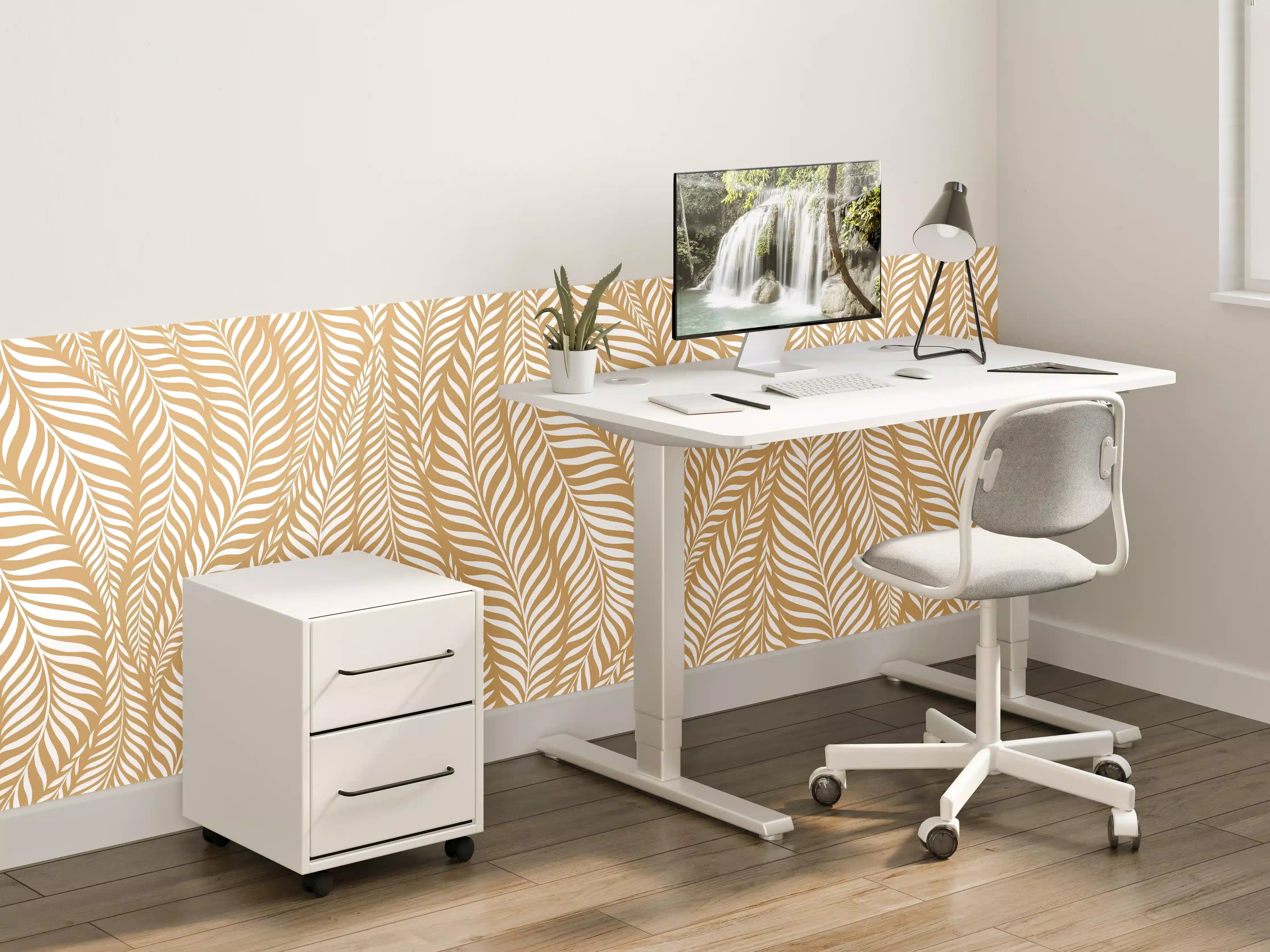 Kinderzimmer Wandgestaltung - Goldene Blätter-Muster