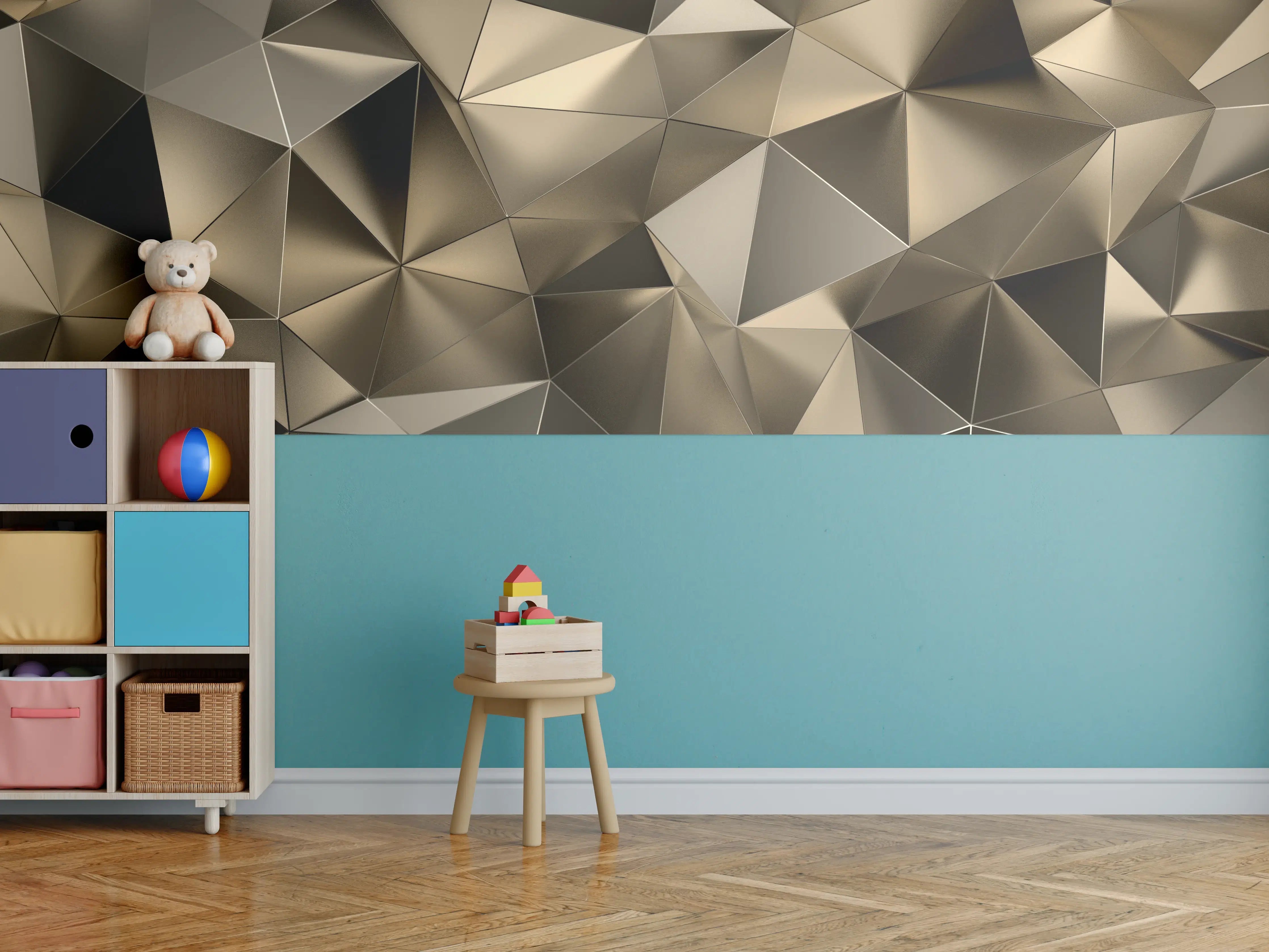 Kinderzimmer Wandgestaltung - Goldene Dreieck Kristallstruktur