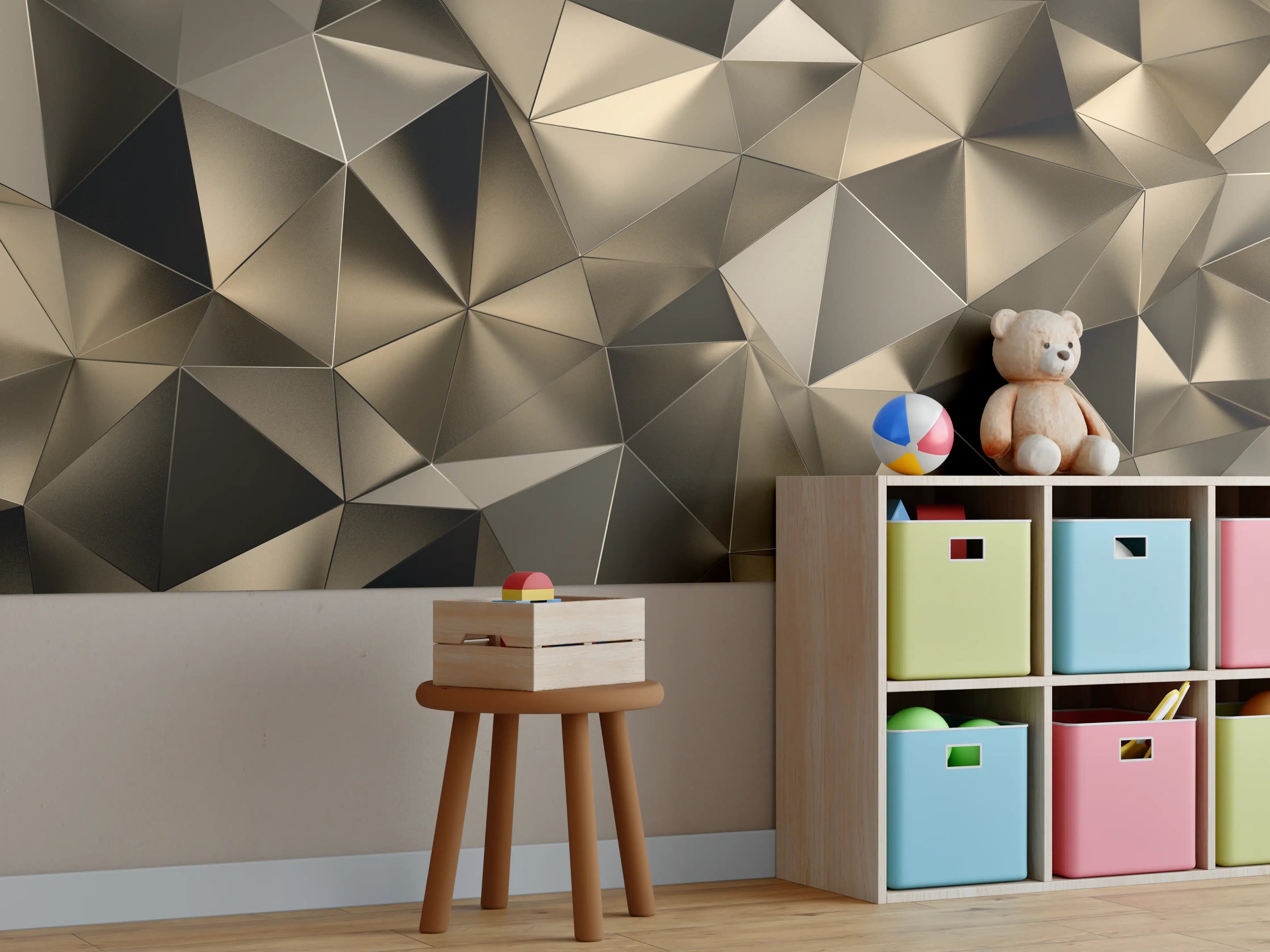 Kinderzimmer Wandgestaltung - Goldene Dreieck Kristallstruktur